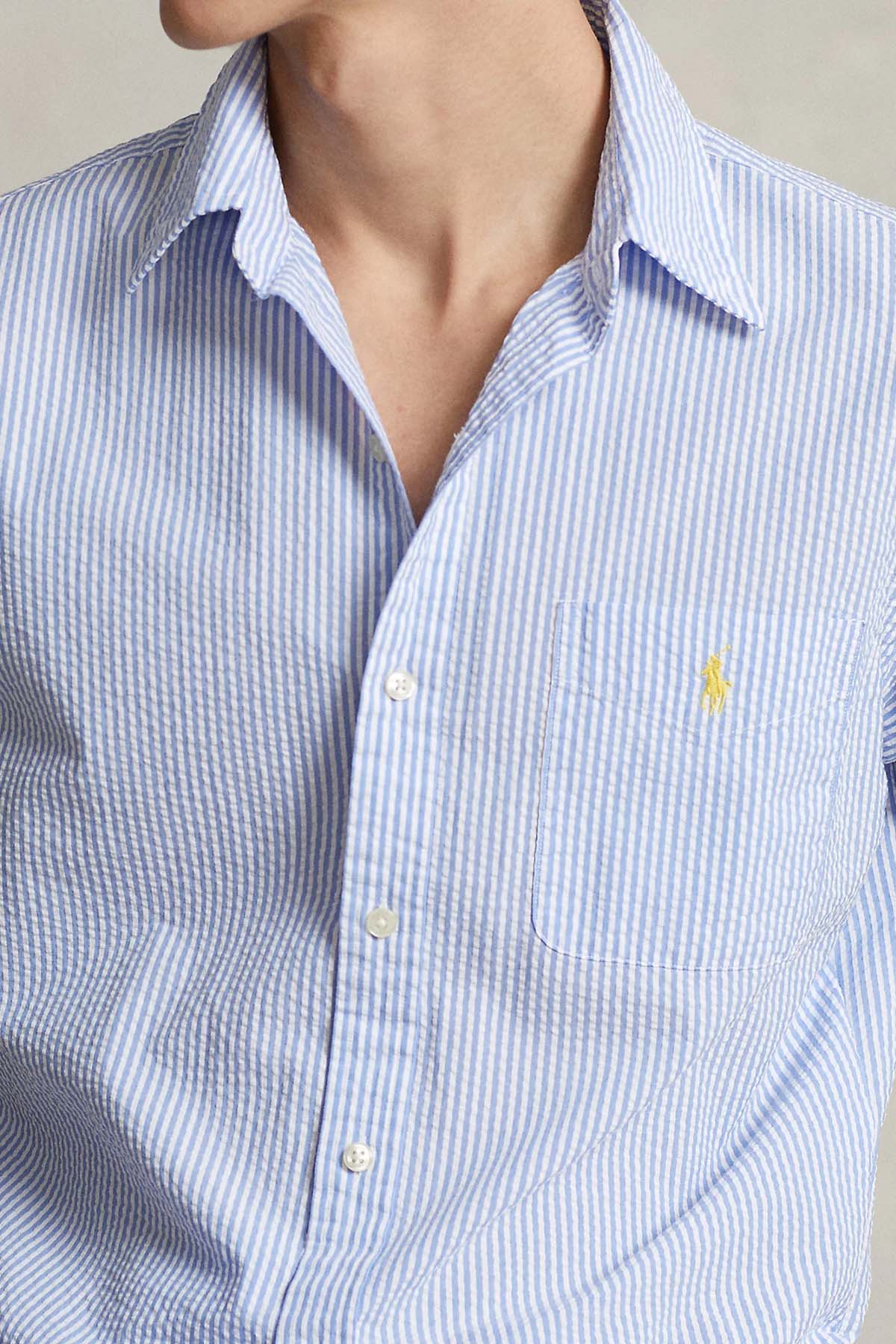 Polo Ralph Lauren Custom Fit Çizgili Gofre Kumaş Gömlek-Libas Trendy Fashion Store