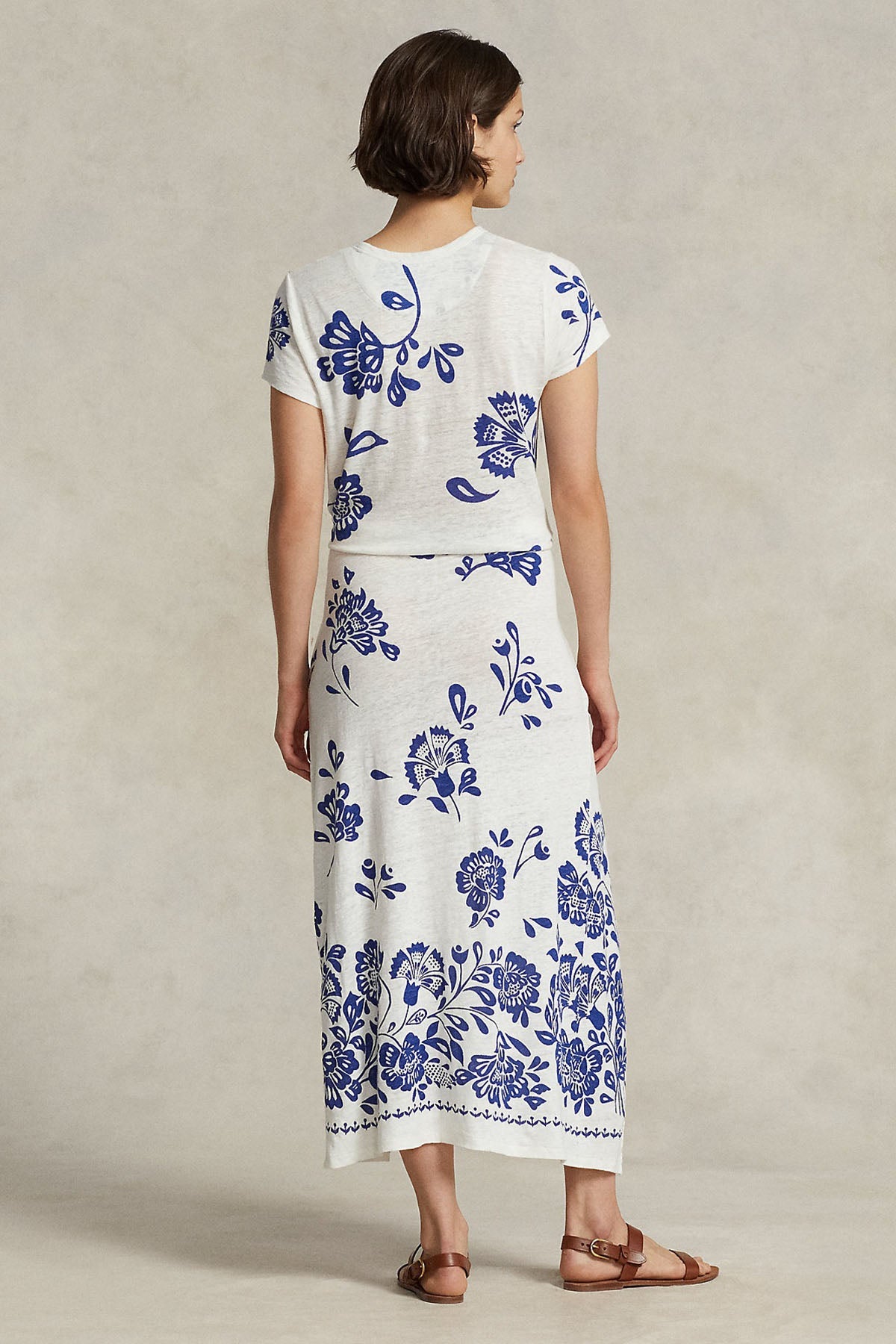 Polo Ralph Lauren Yuvarlak Yaka Çiçek Desenli Maxi Elbise