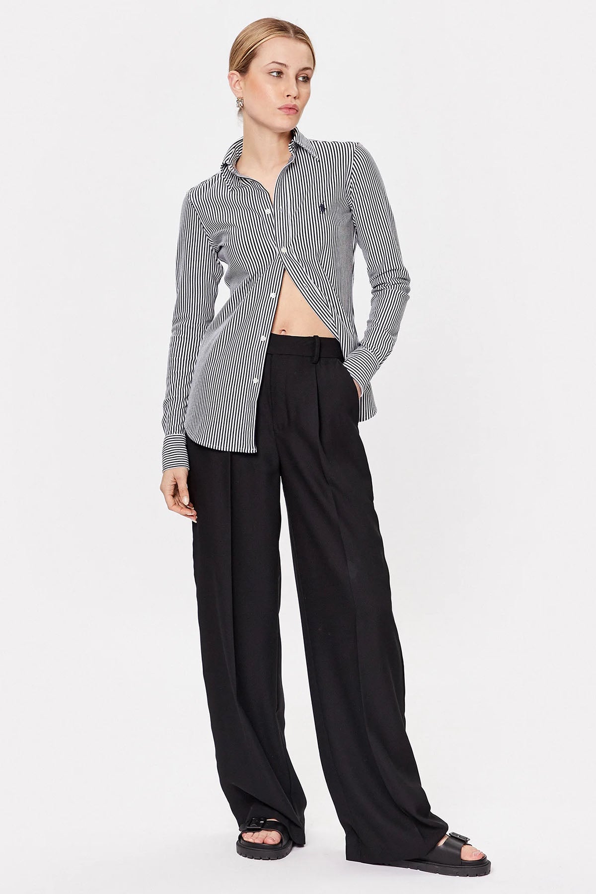 Polo Ralph Lauren Çizgili Knit Oxford Gömlek-Libas Trendy Fashion Store