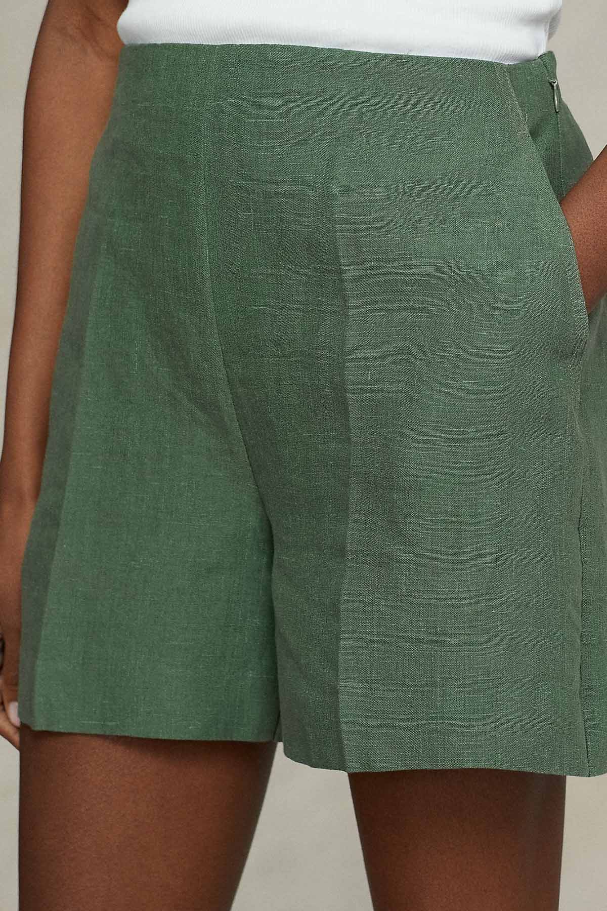 Polo Ralph Lauren Yüksek Bel Keten Şort