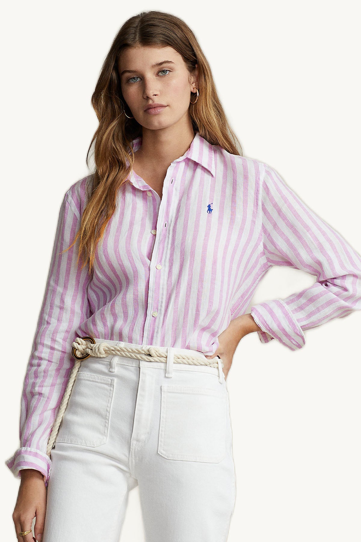 Polo Ralph Lauren Relaxed Fit Çizgili Keten Gömlek-Libas Trendy Fashion Store