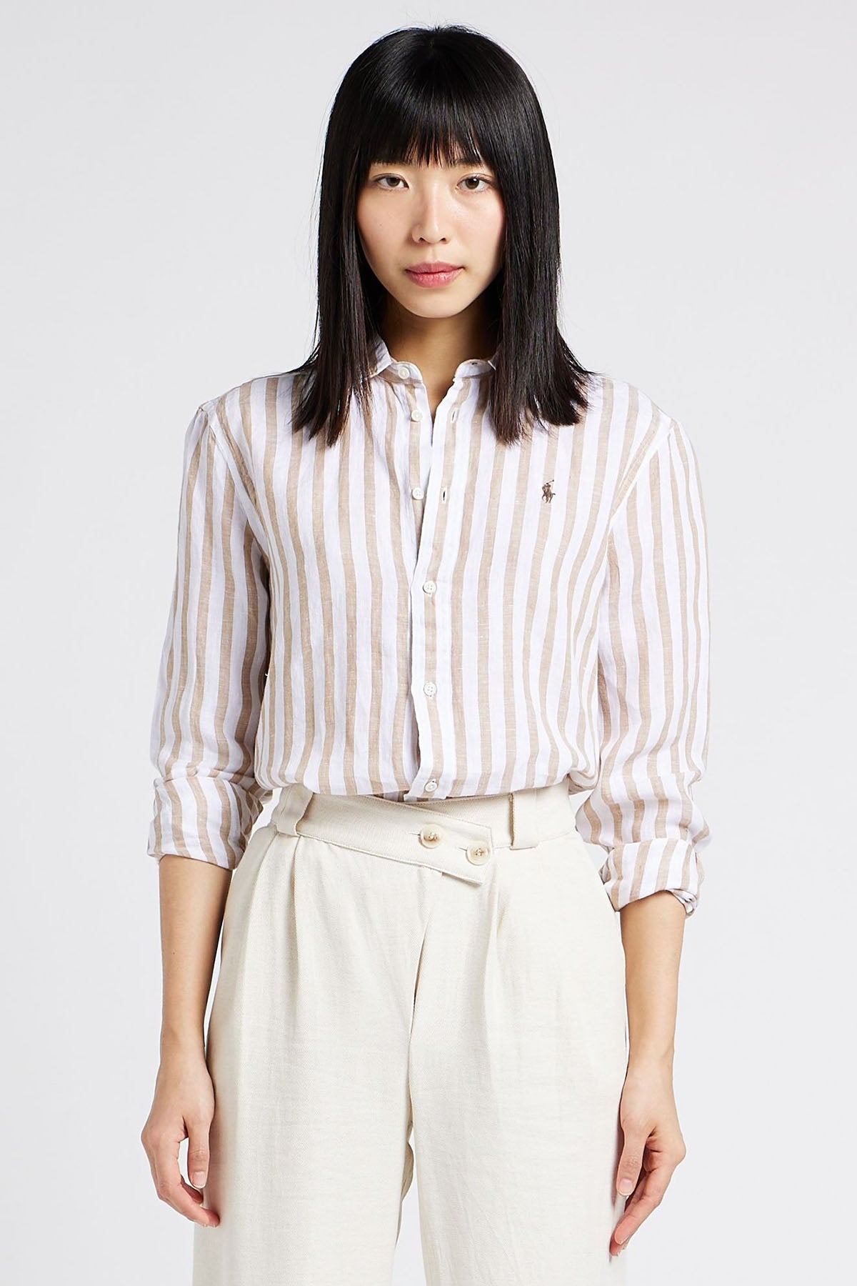 Polo Ralph Lauren Relaxed Fit Çizgili Keten Gömlek-Libas Trendy Fashion Store