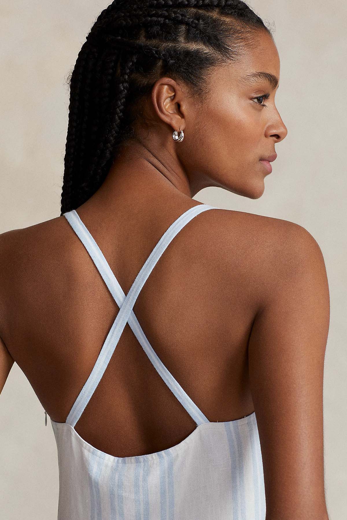 Polo Ralph Lauren Çizgili Maxi Keten Elbise