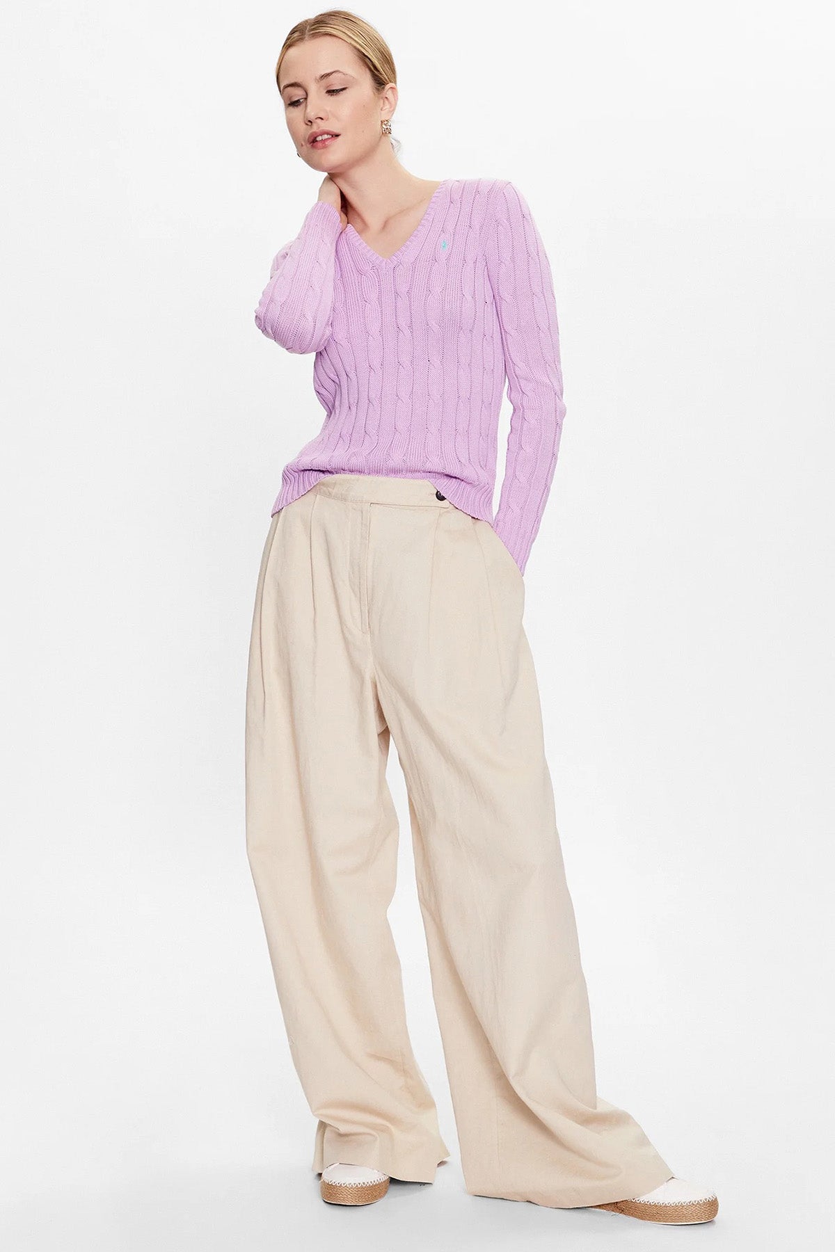 Polo Ralph Lauren Pima Cotton Slim Fit V Yaka Saç Örgü Triko-Libas Trendy Fashion Store