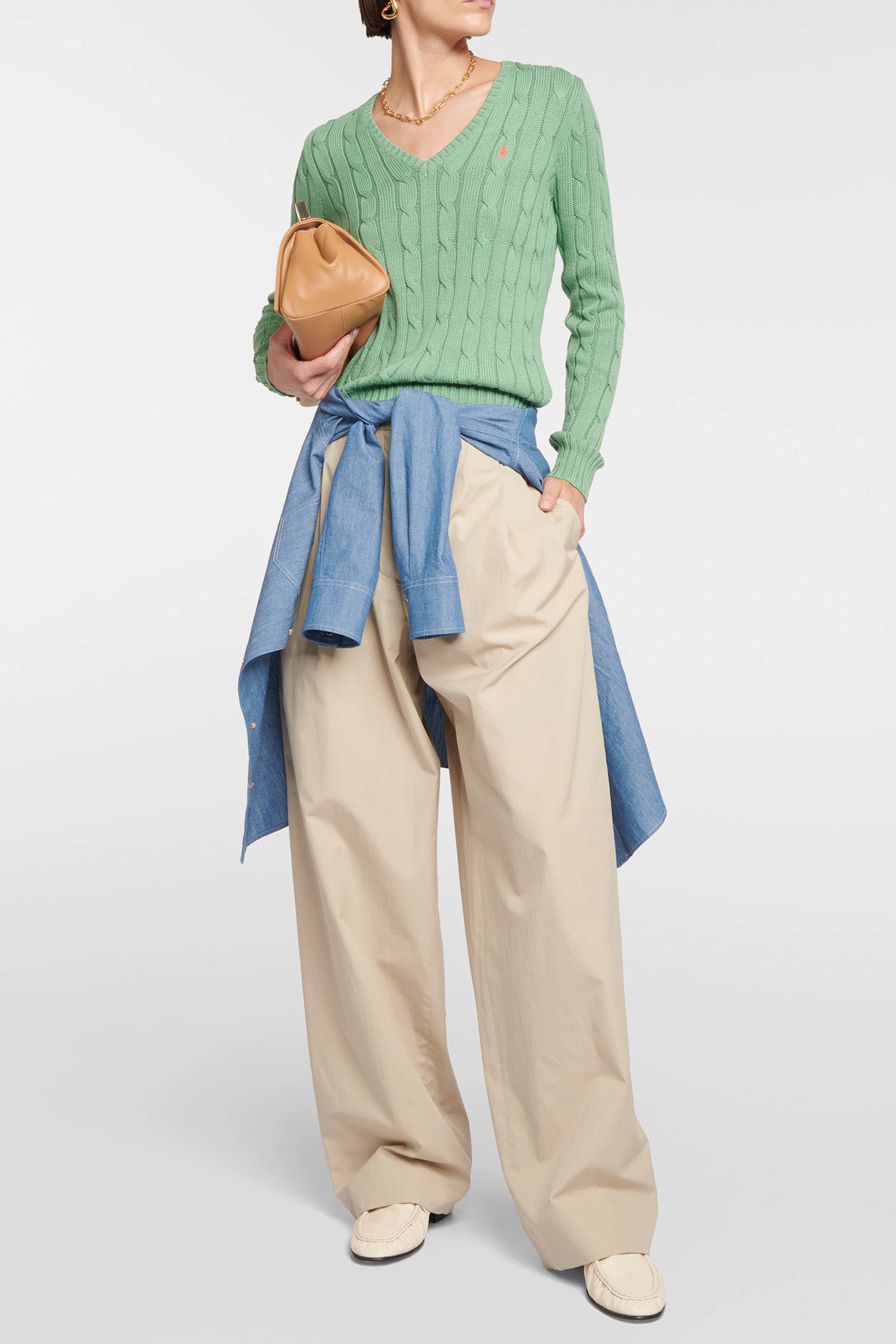 Polo Ralph Lauren Pima Cotton Slim Fit V Yaka Saç Örgü Triko-Libas Trendy Fashion Store