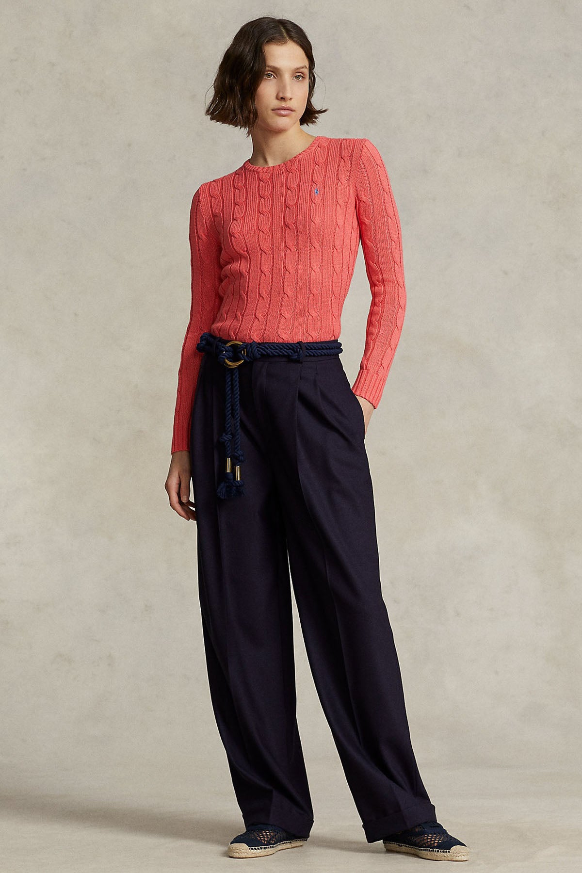 Polo Ralph Lauren Pima Cotton Slim Fit Yuvarlak Yaka Saç Örgü Triko-Libas Trendy Fashion Store