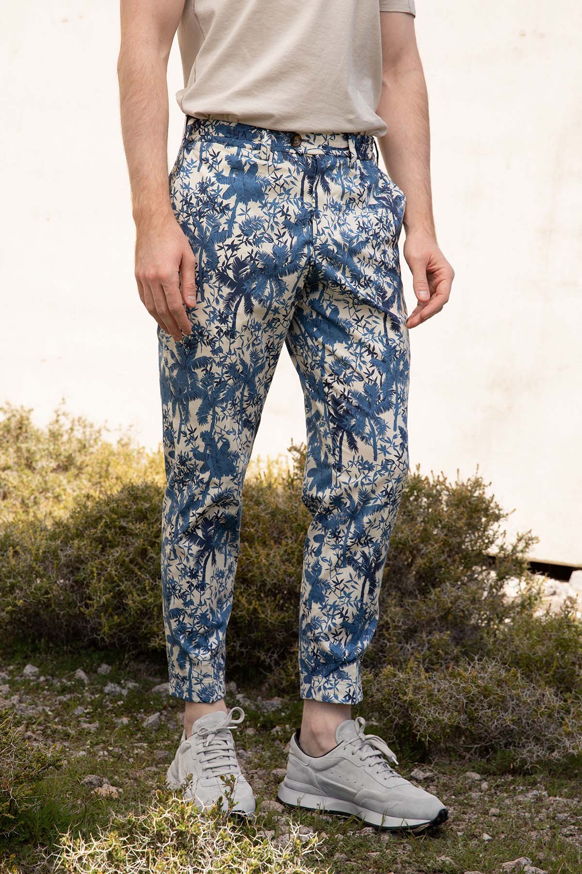 Pantaloni Torino The Rebel Palmiye Desenli Duble Paça Pantolon