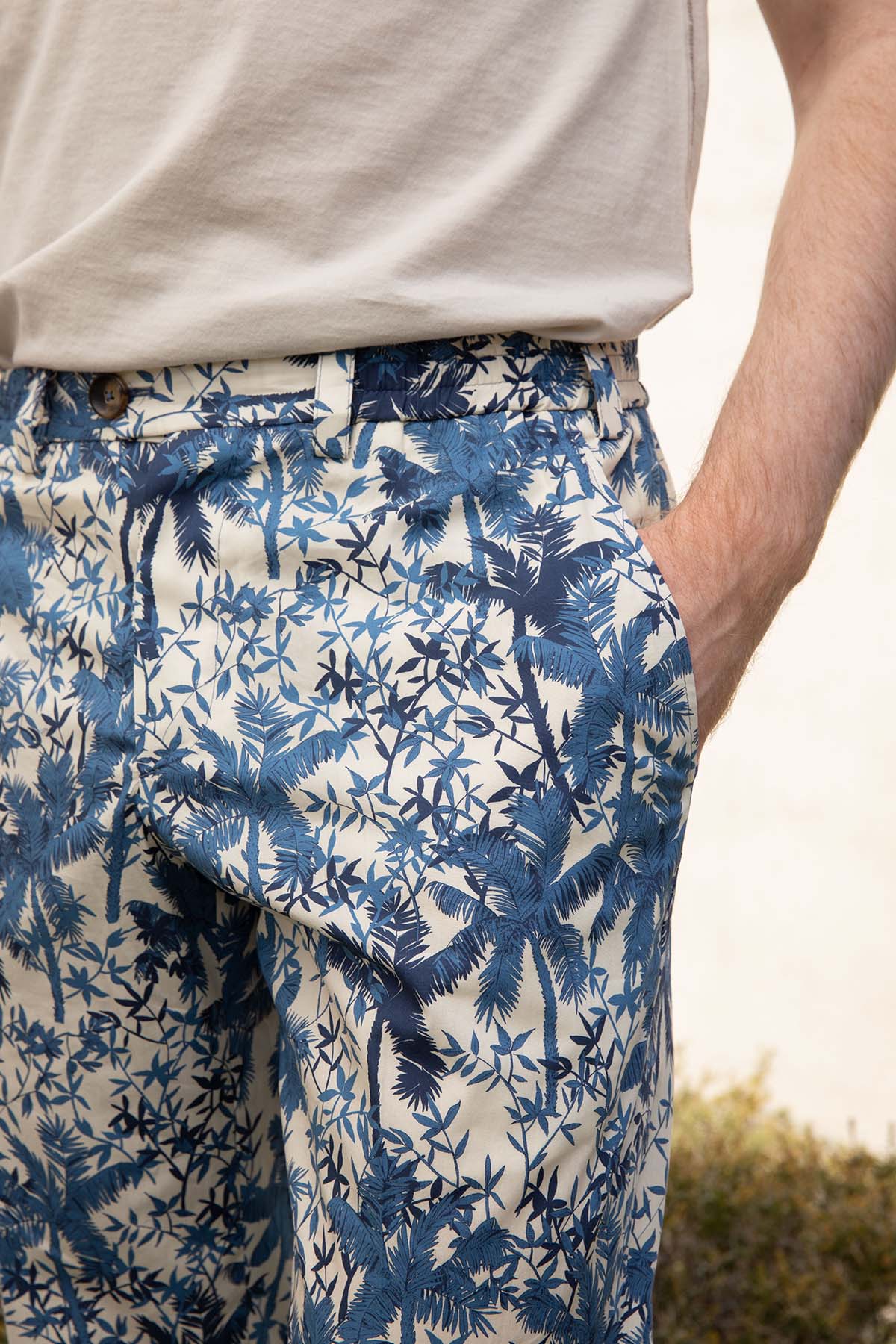 Pantaloni Torino The Rebel Palmiye Desenli Duble Paça Pantolon