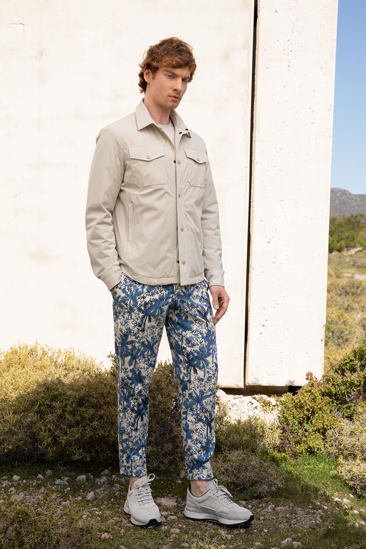 Pantaloni Torino The Rebel Palmiye Desenli Duble Paça Pantolon