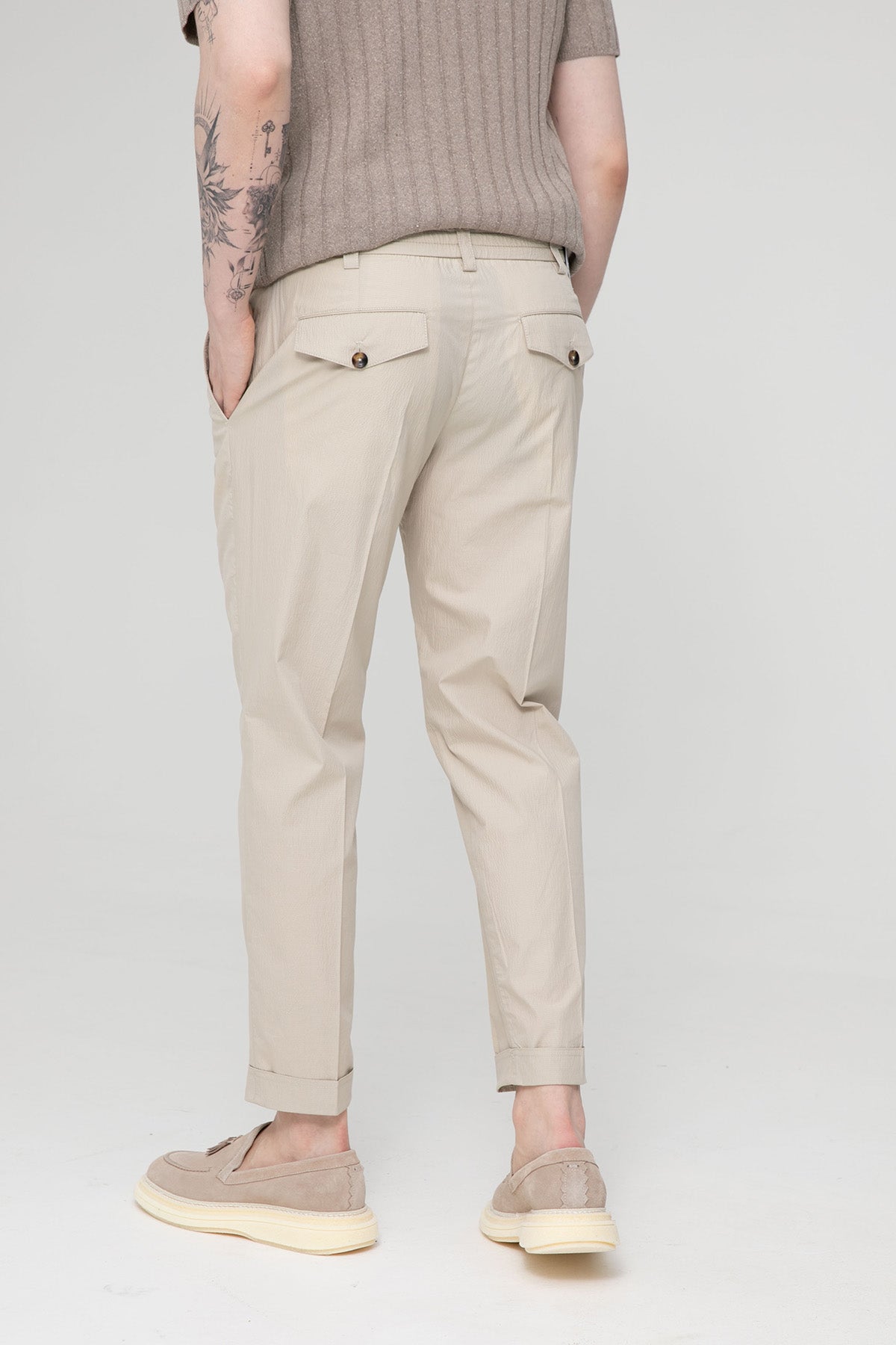 Pantaloni Torino The Rebel Streç Gofre Kumaş Duble Paça Pantolon-Libas Trendy Fashion Store