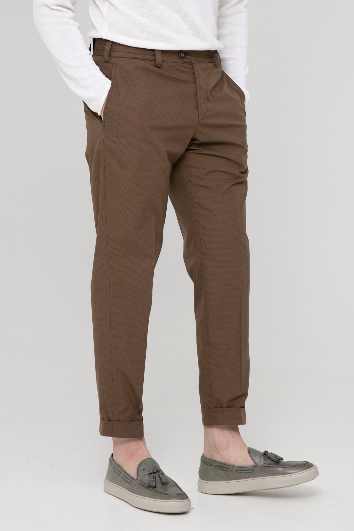 Pantaloni Torino The Rebel Streç Gofre Kumaş Duble Paça Pantolon