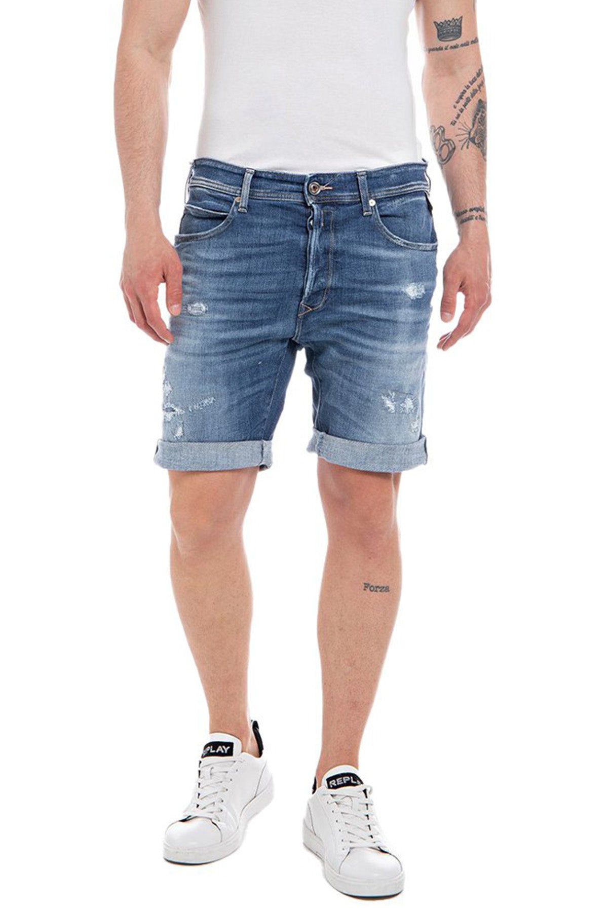 Replay RBJ 901 Tapered Fit Yırtık Detaylı Denim Şort-Libas Trendy Fashion Store