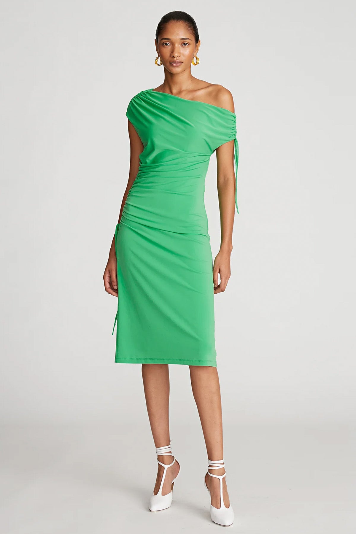 Halston Tek Omuz Midi Abiye Elbise-Libas Trendy Fashion Store