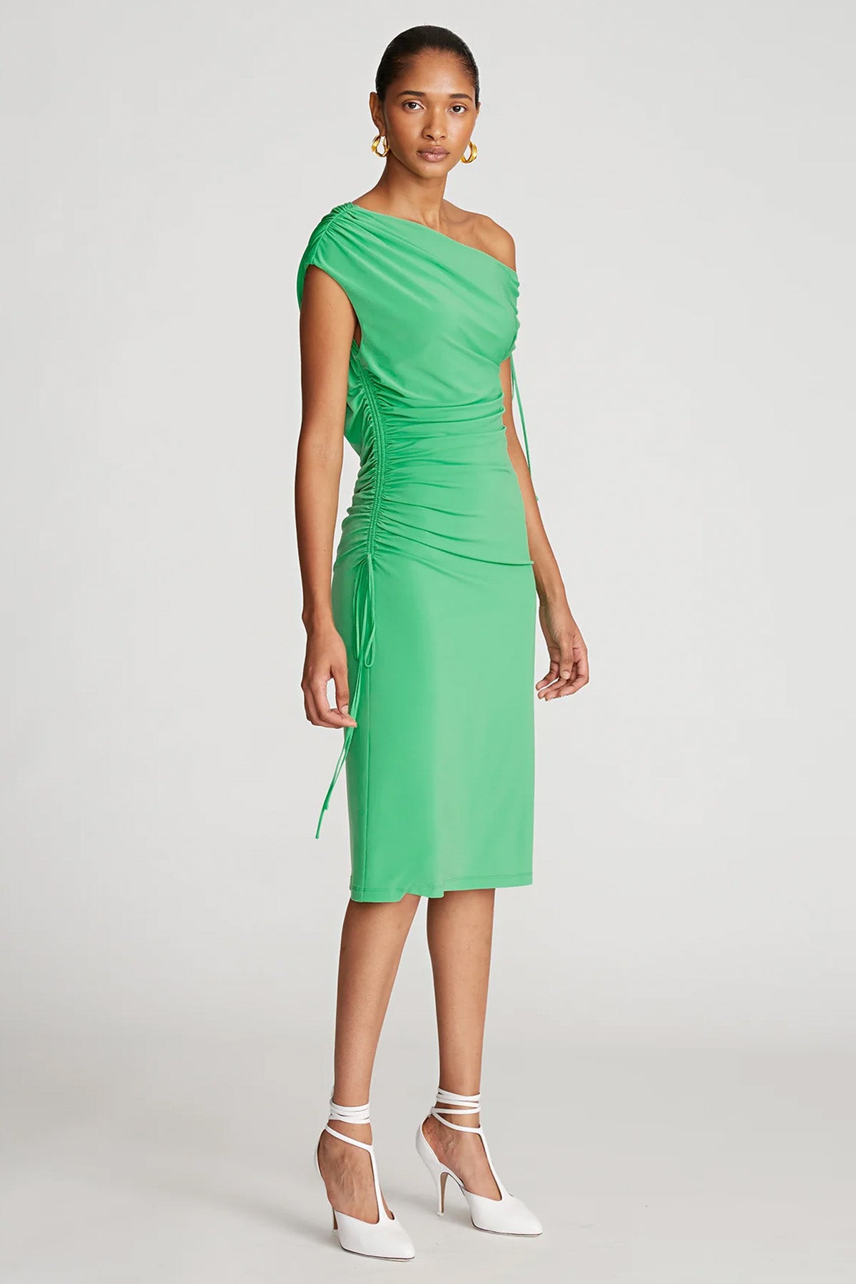 Halston Tek Omuz Midi Abiye Elbise-Libas Trendy Fashion Store