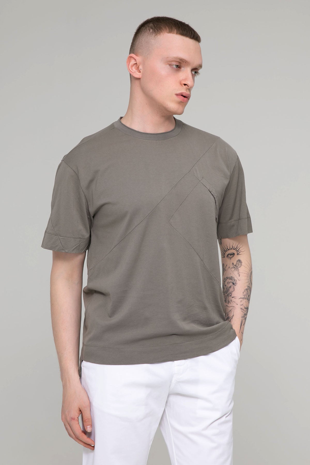 Transit Logolu Şerit Detaylı Geniş Kesim T-shirt-Libas Trendy Fashion Store