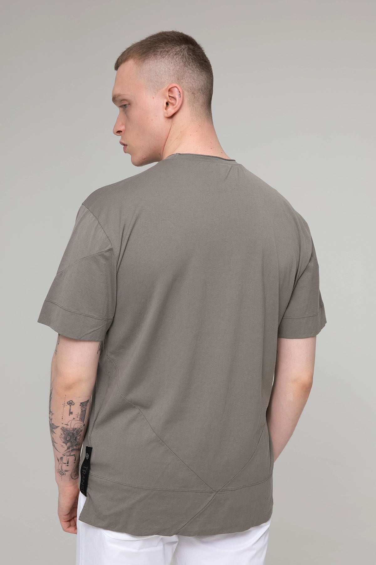 Transit Logolu Şerit Detaylı Geniş Kesim T-shirt-Libas Trendy Fashion Store