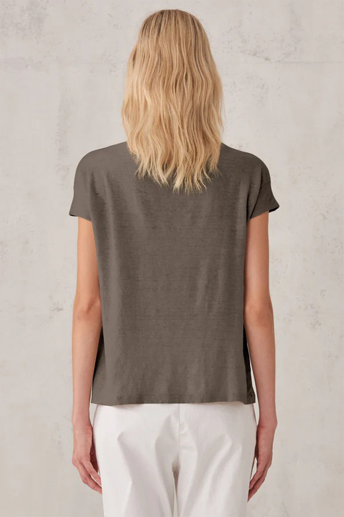 Transit Yuvarlak Yaka Keten T-shirt-Libas Trendy Fashion Store