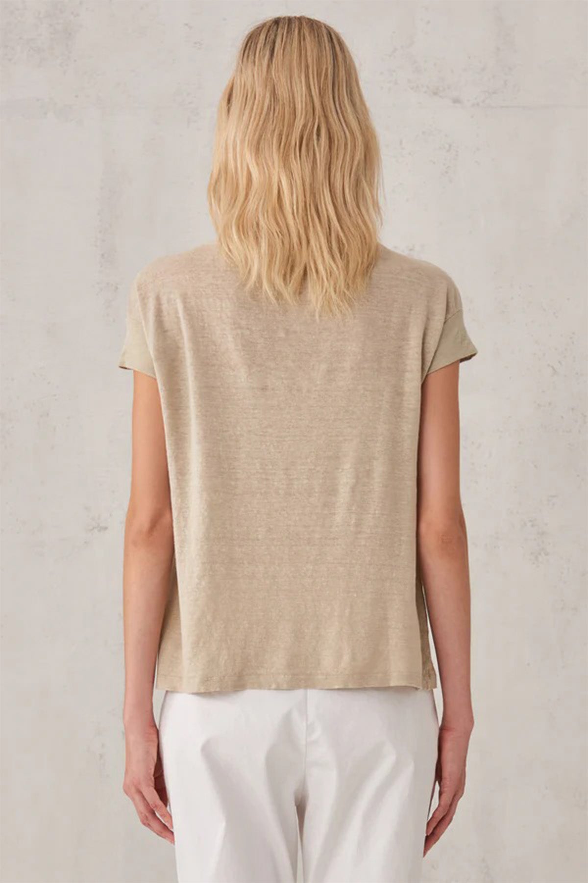 Transit Yuvarlak Yaka Keten T-shirt-Libas Trendy Fashion Store