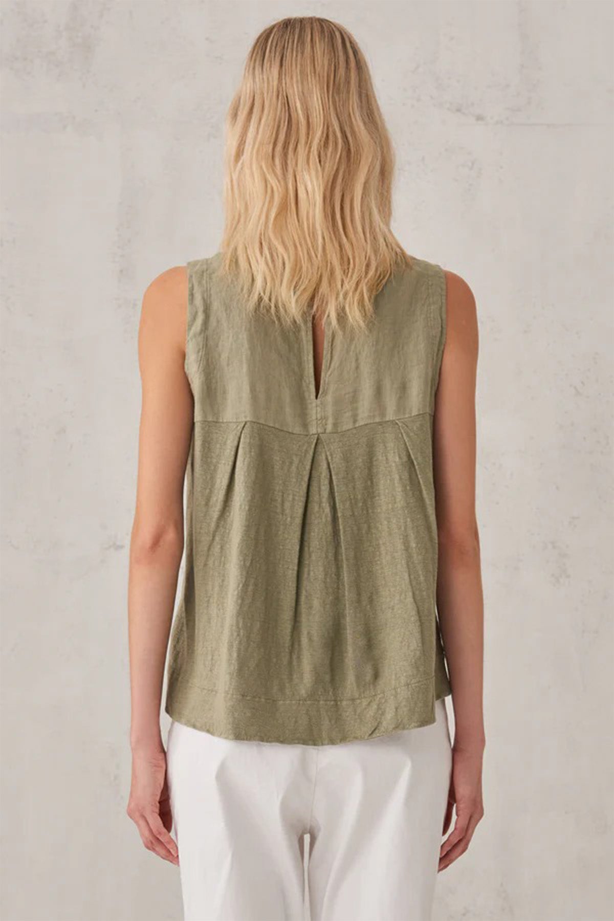 Transit Yuvarlak Yaka Kolsuz Keten Bluz-Libas Trendy Fashion Store