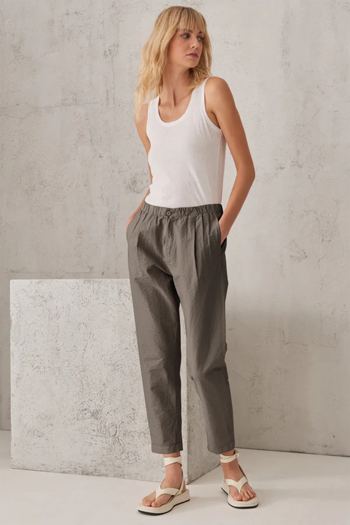 Transit Beli Lastikli Pileli Pantolon-Libas Trendy Fashion Store