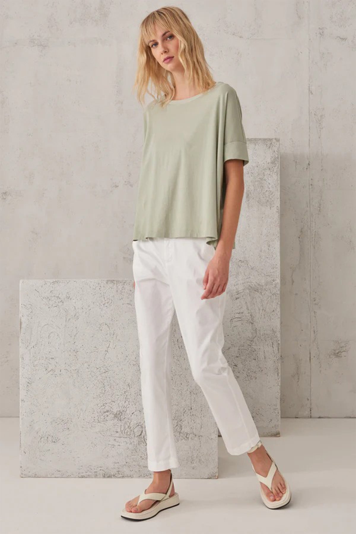 Transit Yuvarlak Yaka Geniş Kesim T-shirt-Libas Trendy Fashion Store