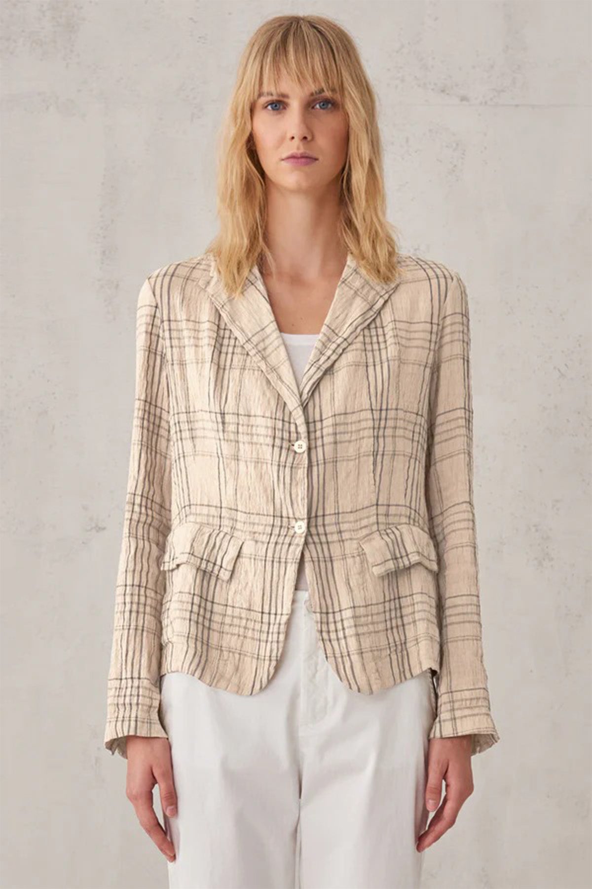 Transit Ekoseli Keten Ceket-Libas Trendy Fashion Store