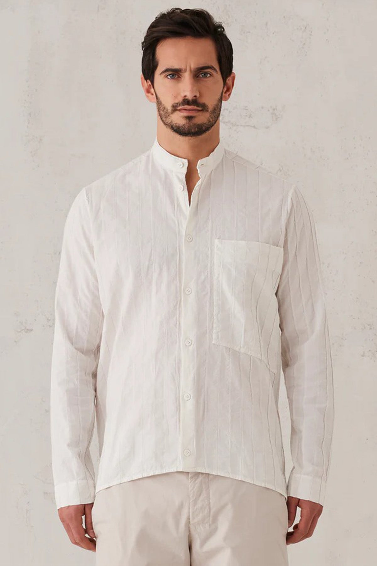 Transit Cep Detaylı Loose Fit Çizgili Hakim Yaka Gömlek-Libas Trendy Fashion Store