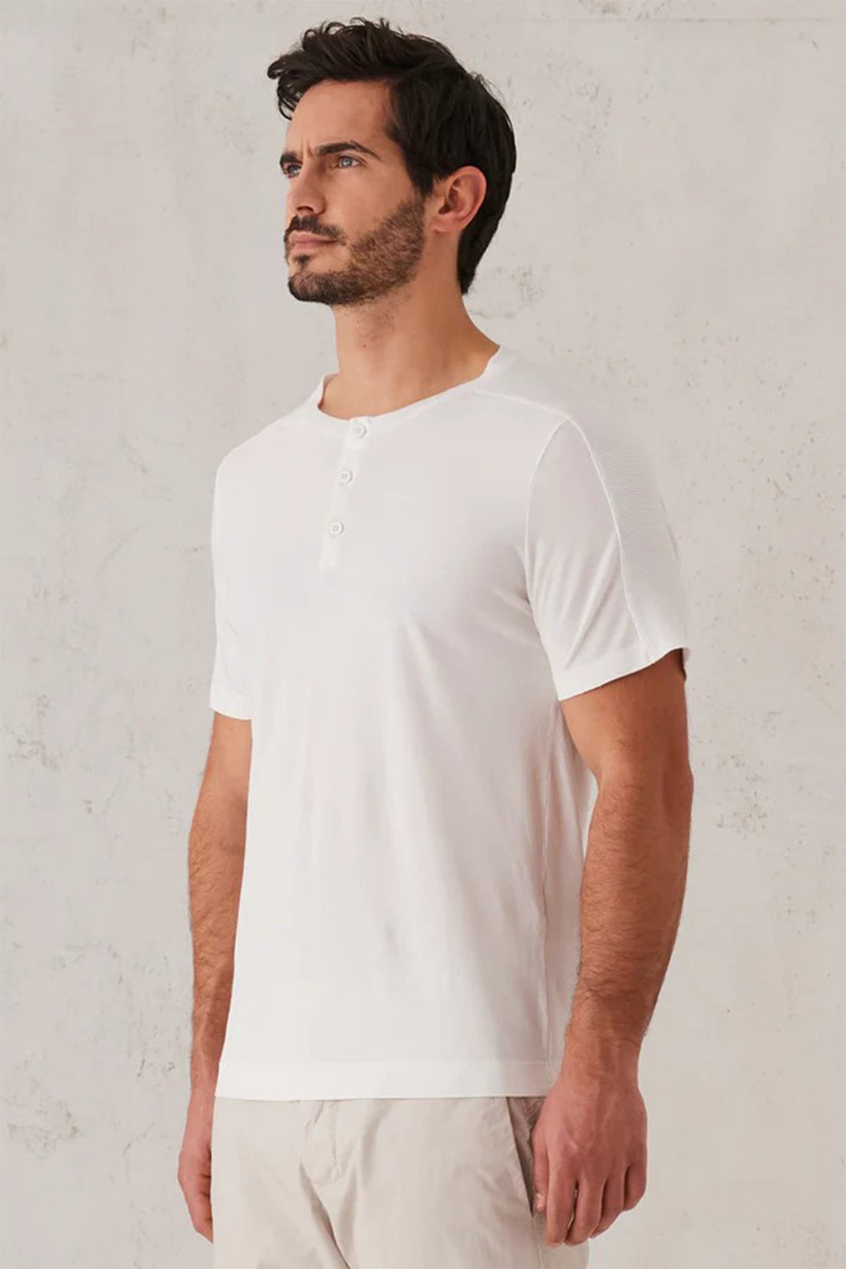 Transit Düğmeli Yuvarlak Yaka T-shirt