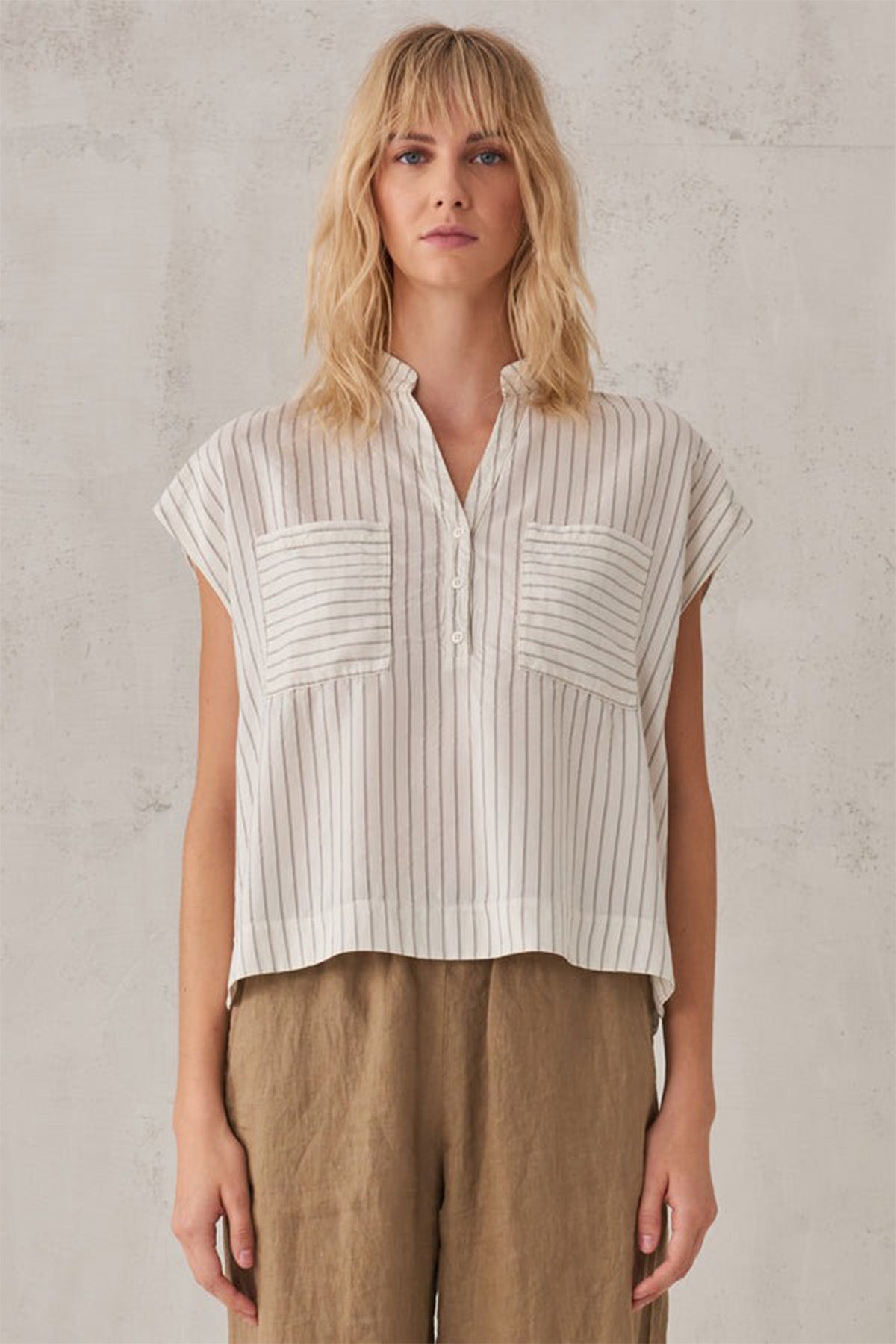 Transit Cep Detaylı Çizgili İpekli Bluz-Libas Trendy Fashion Store