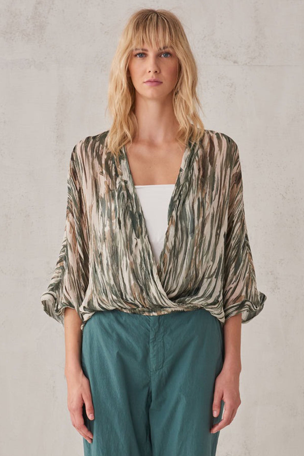 Transit Renkli Piliseli Desenli Bluz-Libas Trendy Fashion Store