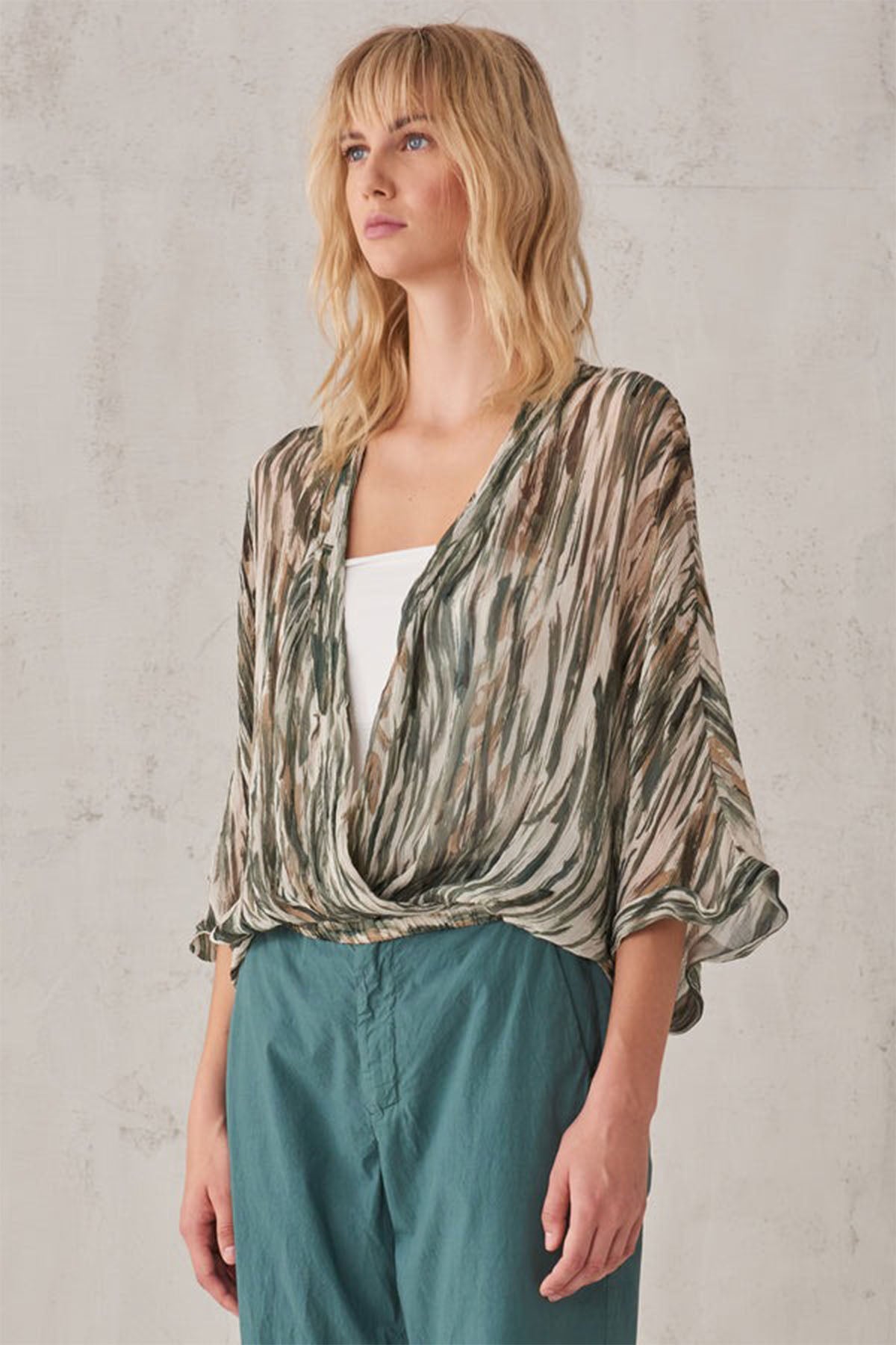 Transit Renkli Piliseli Desenli Bluz-Libas Trendy Fashion Store