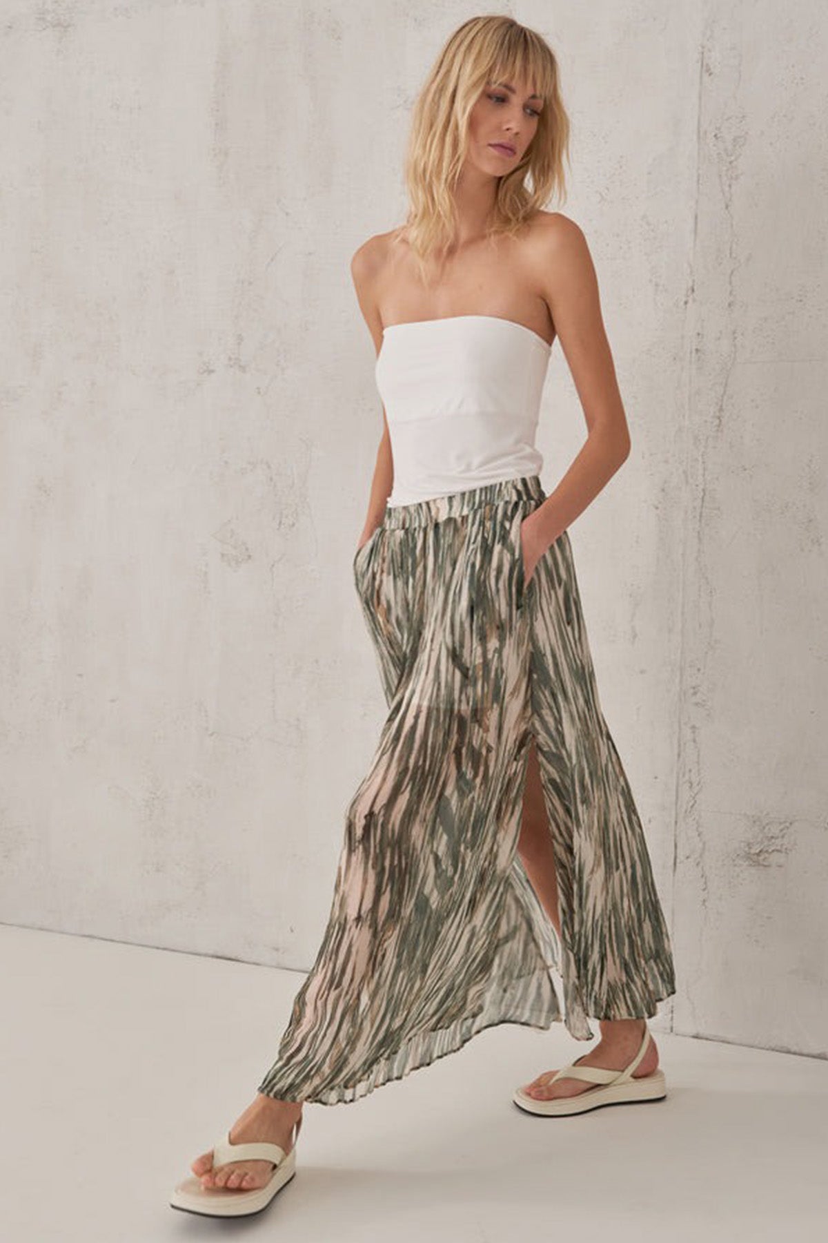 Transit Renkli Piliseli Maxi Etek-Libas Trendy Fashion Store