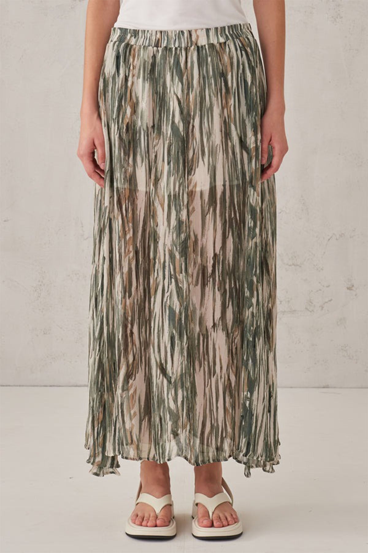 Transit Renkli Piliseli Maxi Etek-Libas Trendy Fashion Store