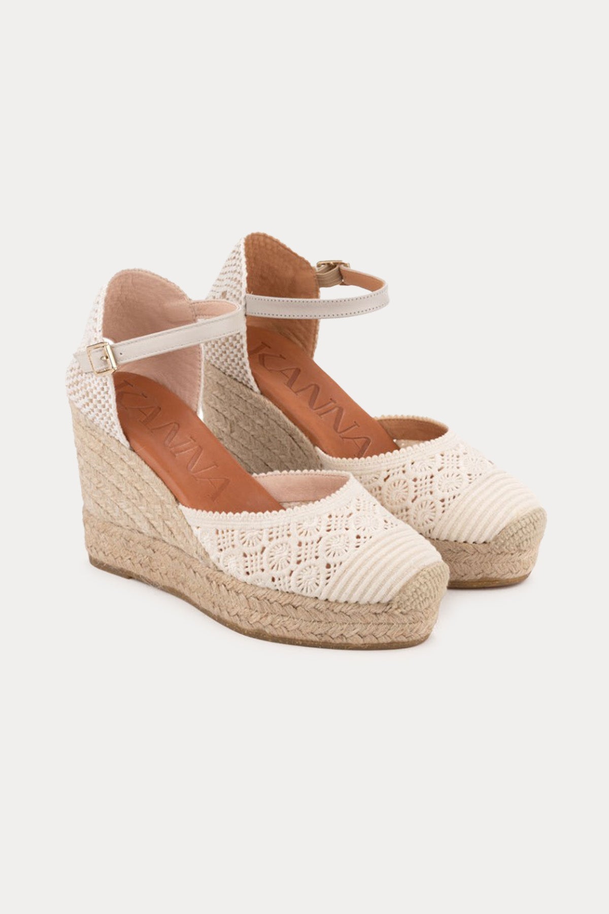 Kanna Ines Kanvas Örgü Küt Burun Sandalet
