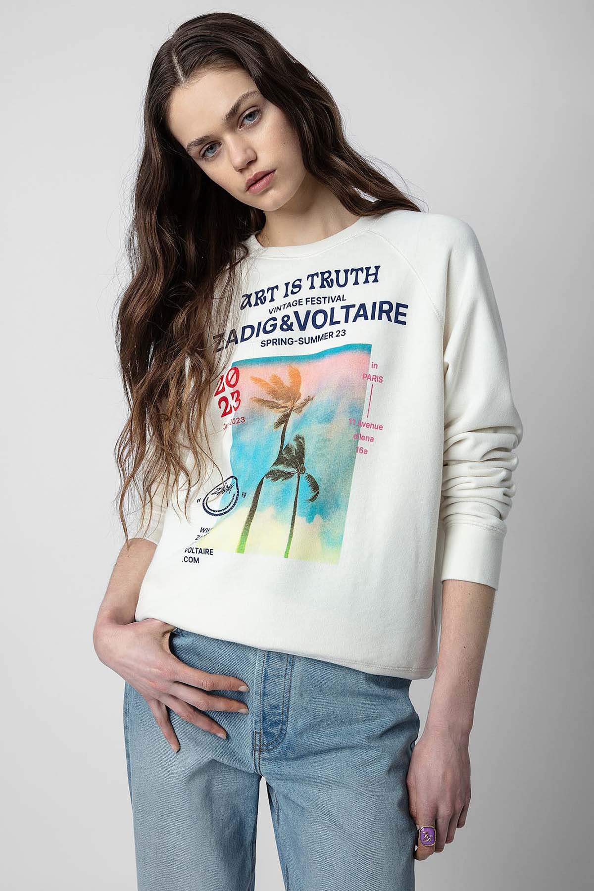Zadig & Voltaire Yuvarlak Yaka Logolu Sweatshirt-Libas Trendy Fashion Store
