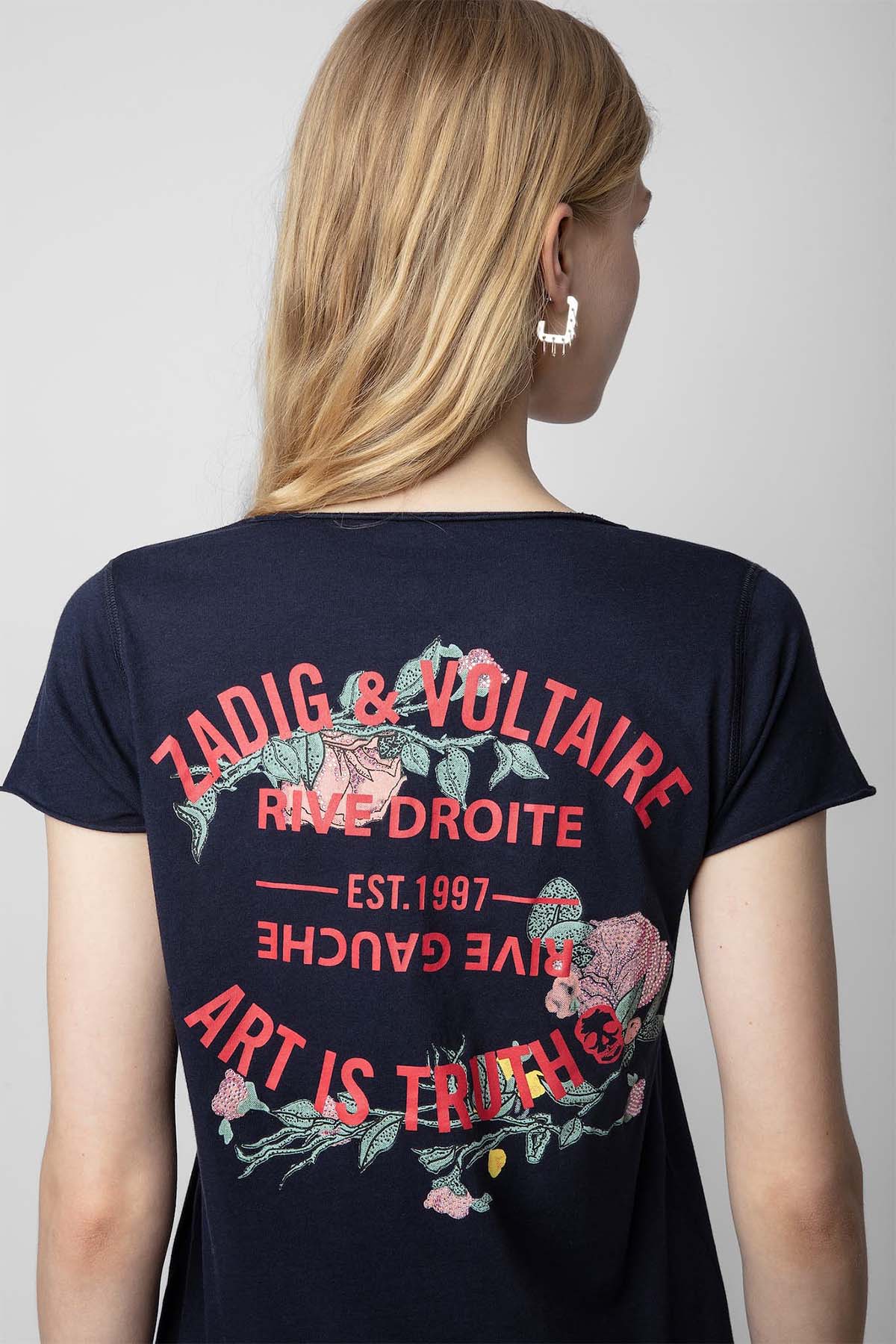 Zadig & Voltaire V Yaka Logolu T-shirt-Libas Trendy Fashion Store