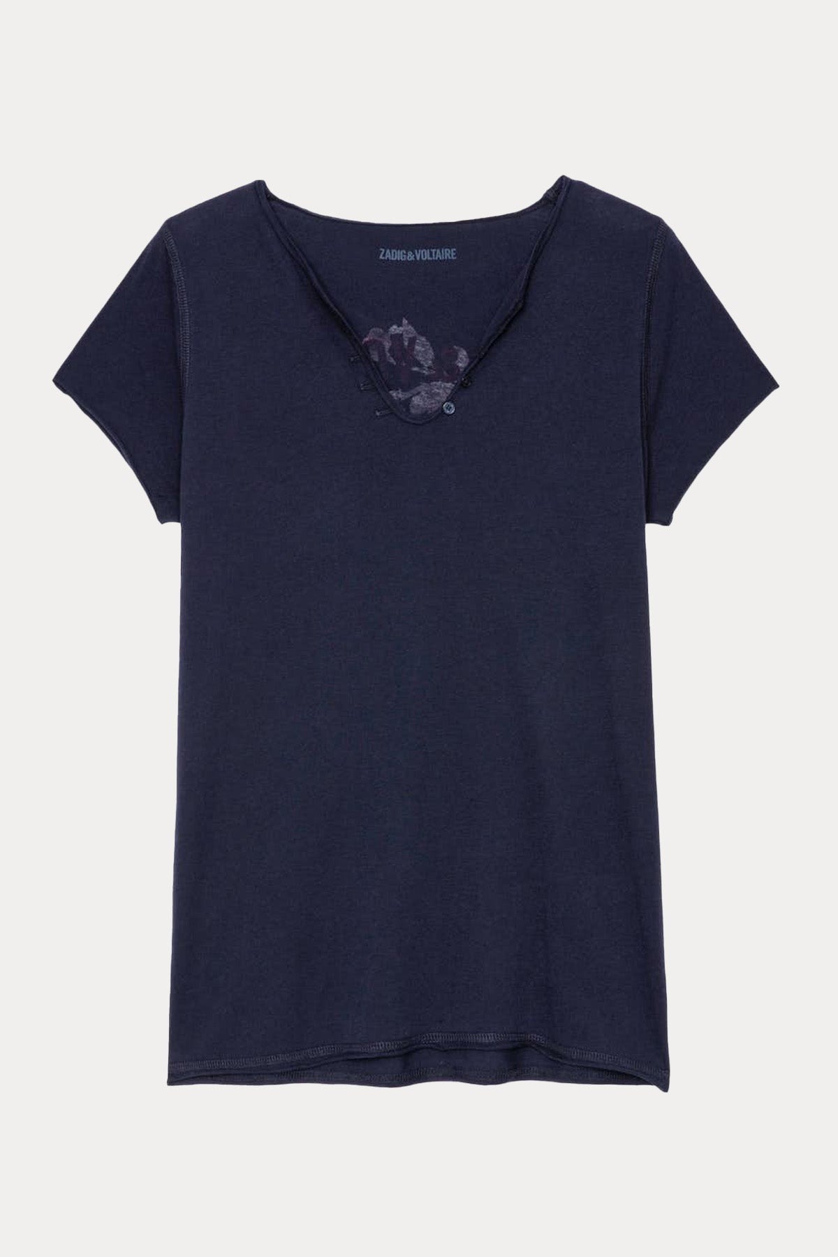 Zadig & Voltaire V Yaka Logolu T-shirt-Libas Trendy Fashion Store