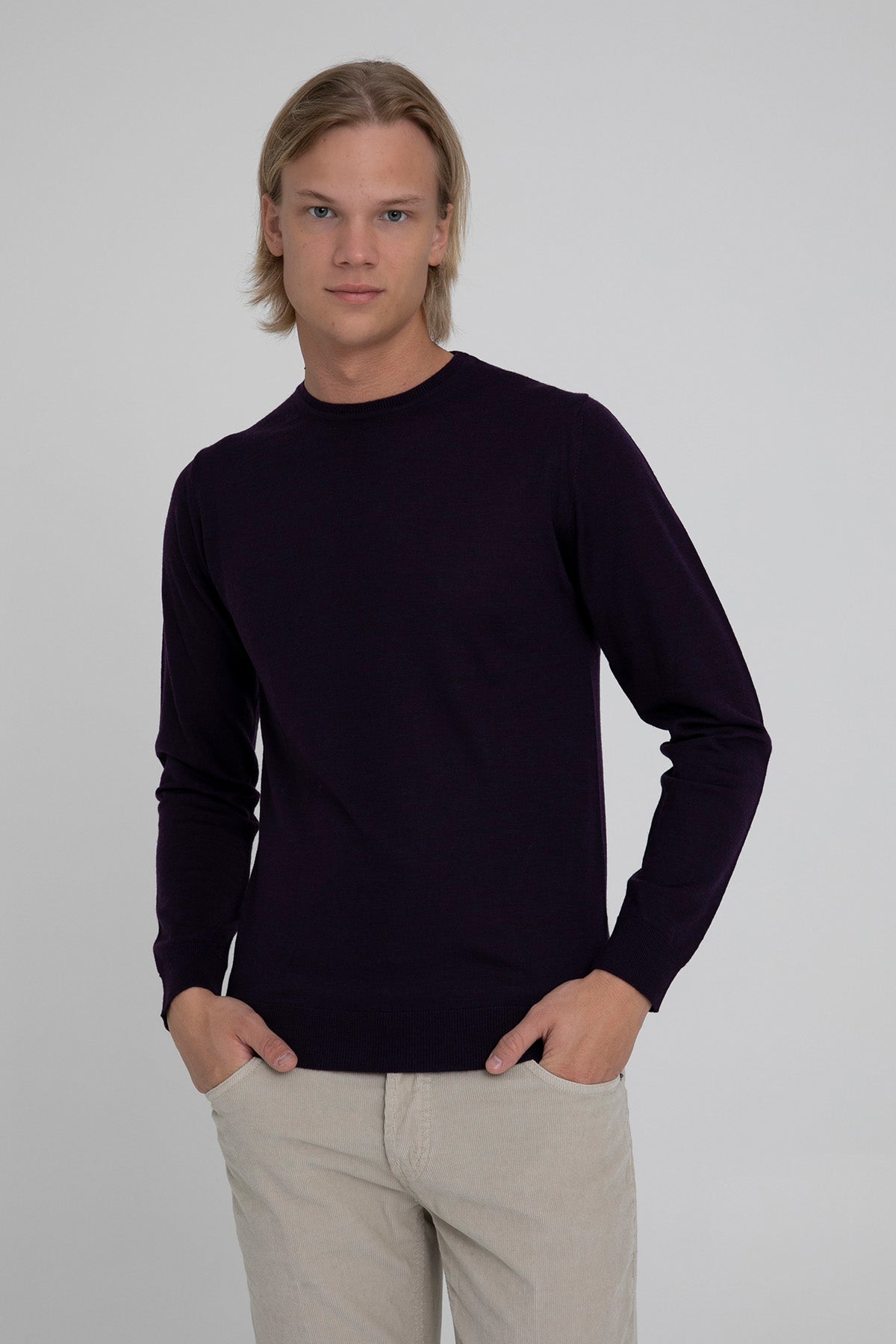 Manifattura Yuvarlak Yaka İnce Örgü Yün Triko-Libas Trendy Fashion Store