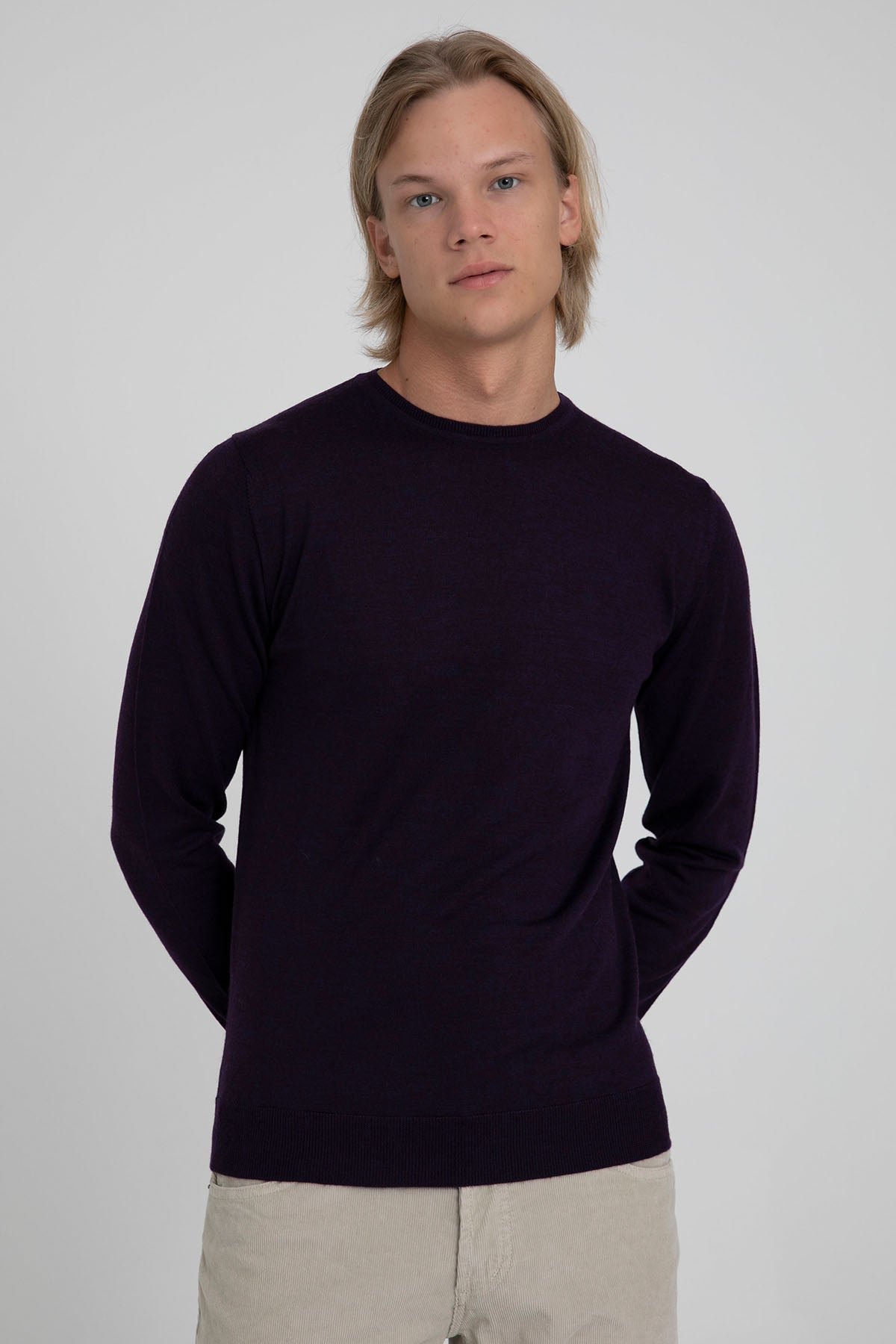 Manifattura Yuvarlak Yaka İnce Örgü Yün Triko-Libas Trendy Fashion Store