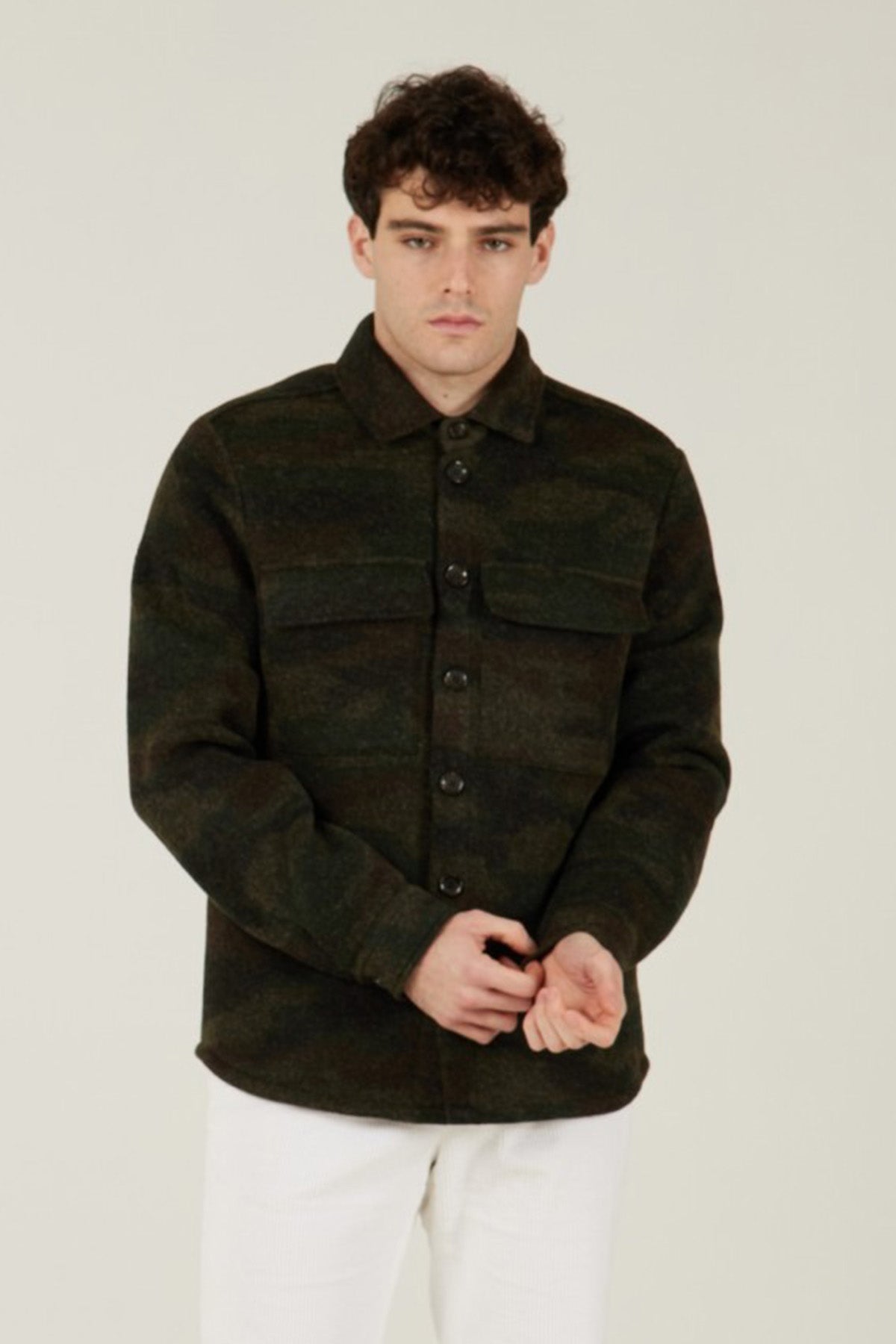 Manifattura Kamuflaj Desenli Yün Gömlek Ceket-Libas Trendy Fashion Store