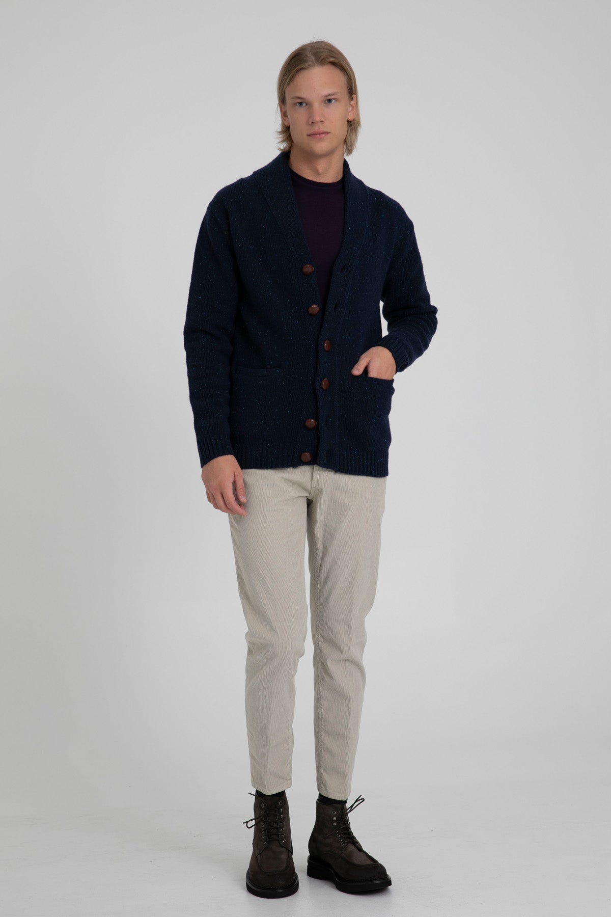 Manifattura Şal Yaka Yün Triko Ceket-Libas Trendy Fashion Store