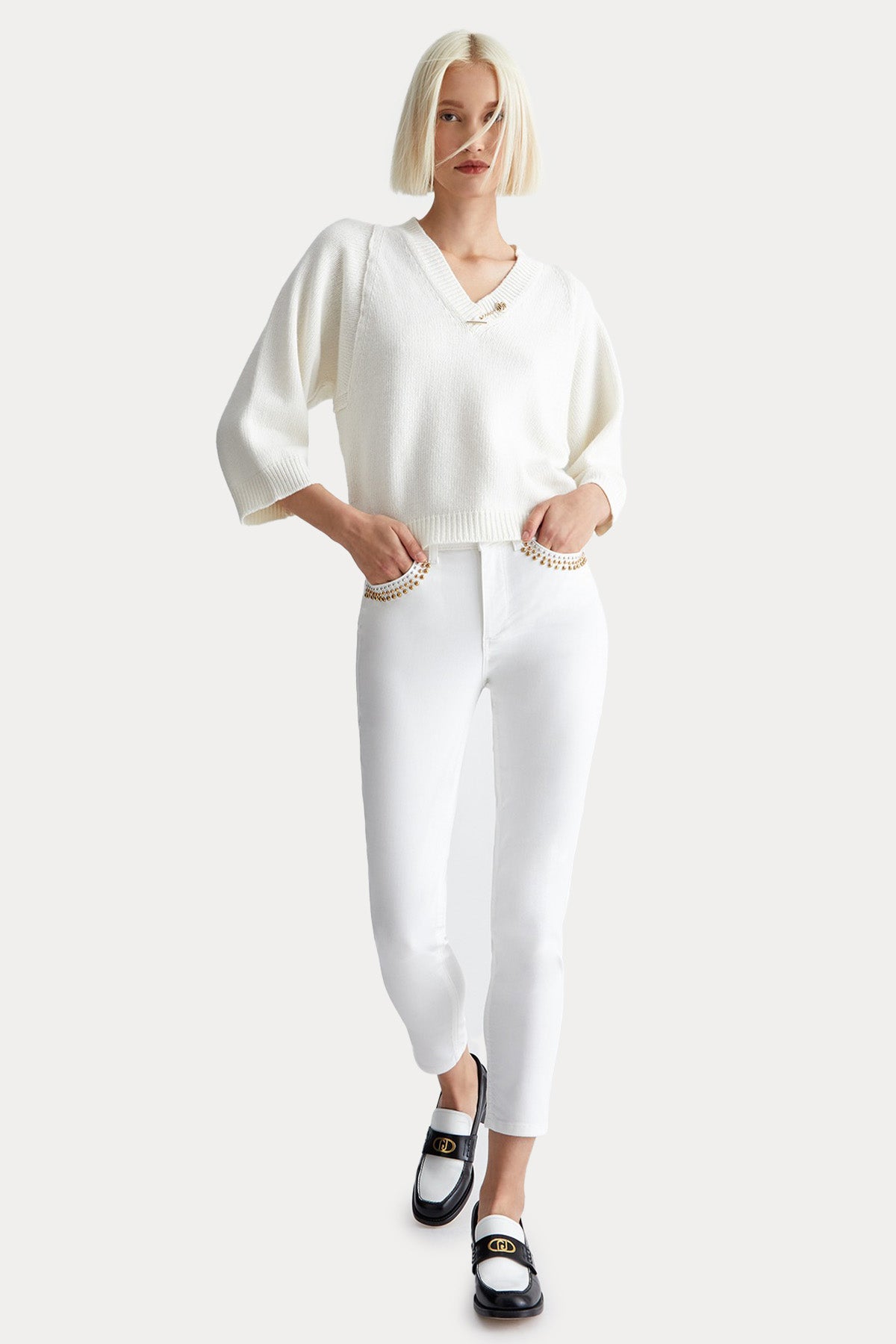 Liu Jo V Yaka Kaşmirli Örgü Yün Triko-Libas Trendy Fashion Store