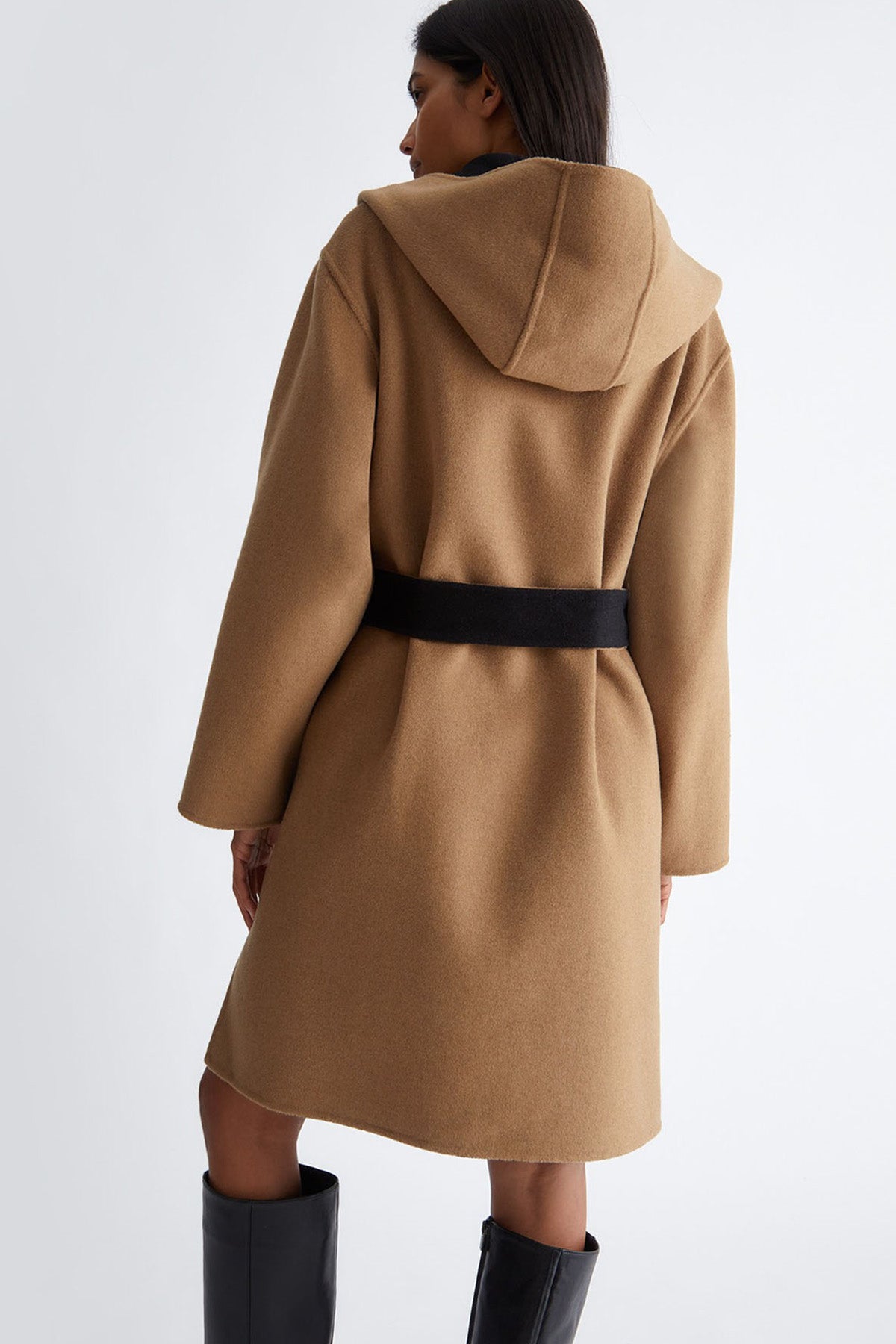 Liu Jo Geniş Kesim Çift Taraflı Kapüşonlu Yün Kaban-Libas Trendy Fashion Store