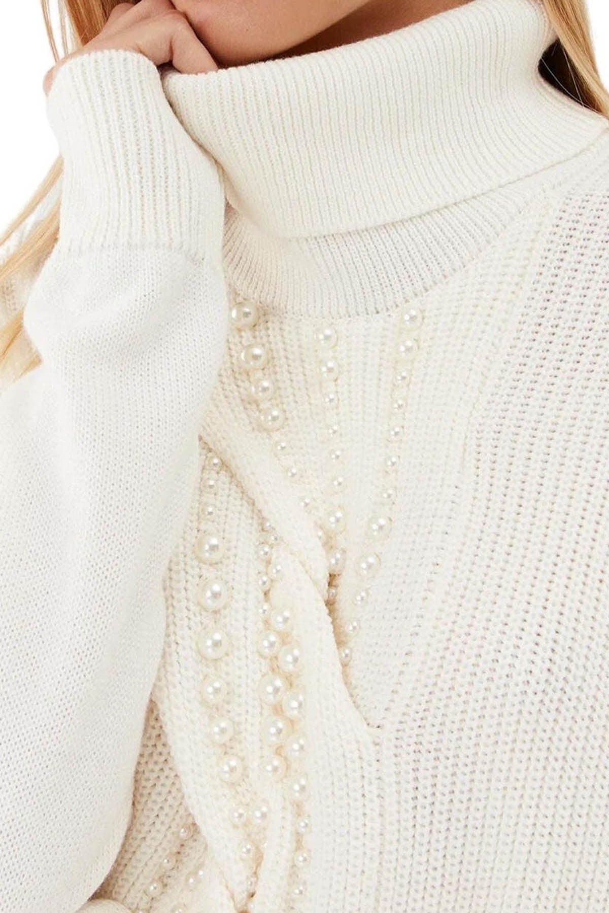 Liu Jo Balıkçı Yaka Saç Örgü Detaylı Yün Triko-Libas Trendy Fashion Store