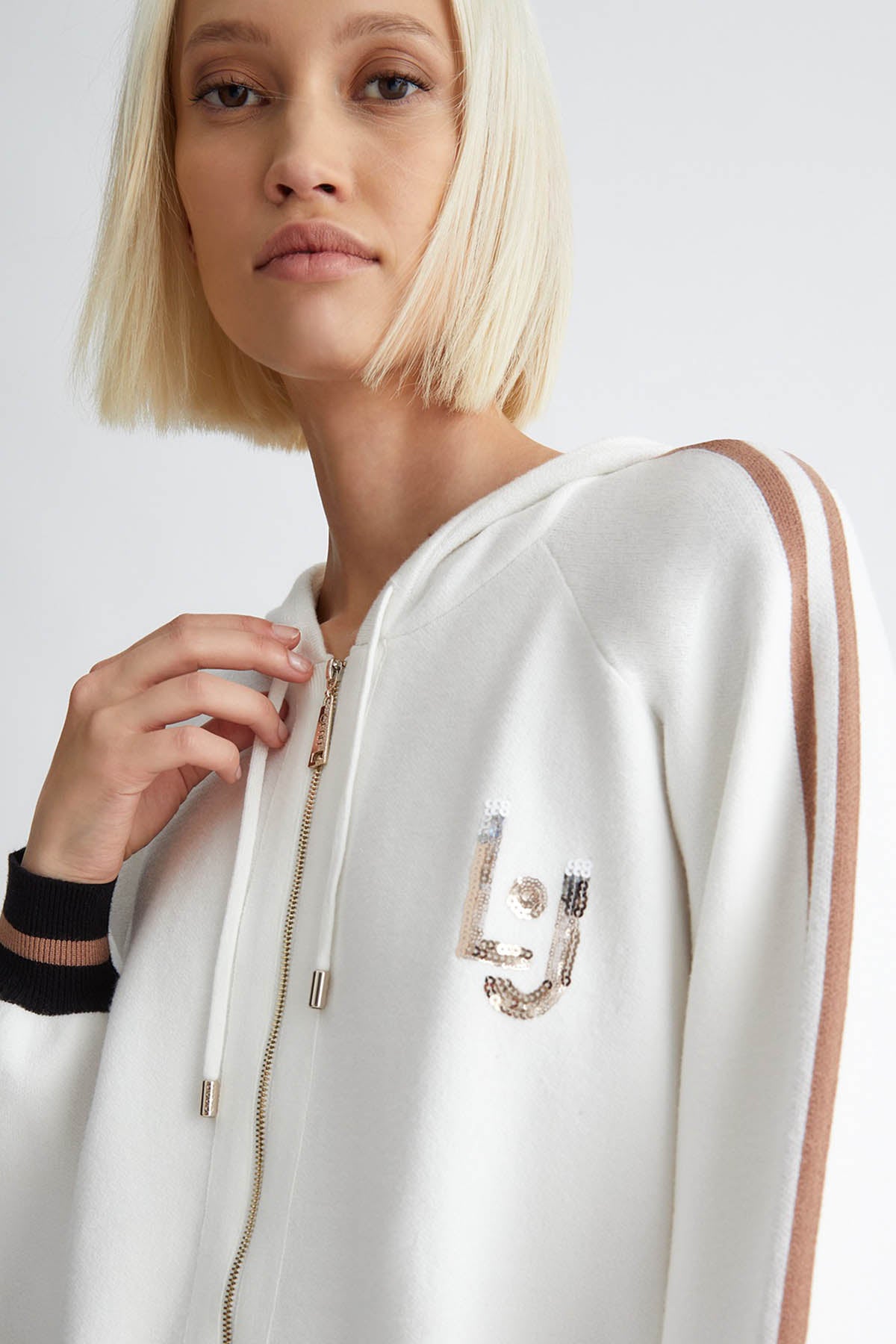 Liu Jo Logolu Kapüşonlu Triko Ceket-Libas Trendy Fashion Store