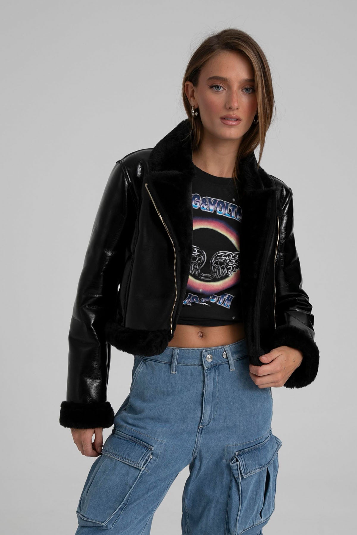 Liu Jo Peluş Detaylı Deri Ceket-Libas Trendy Fashion Store