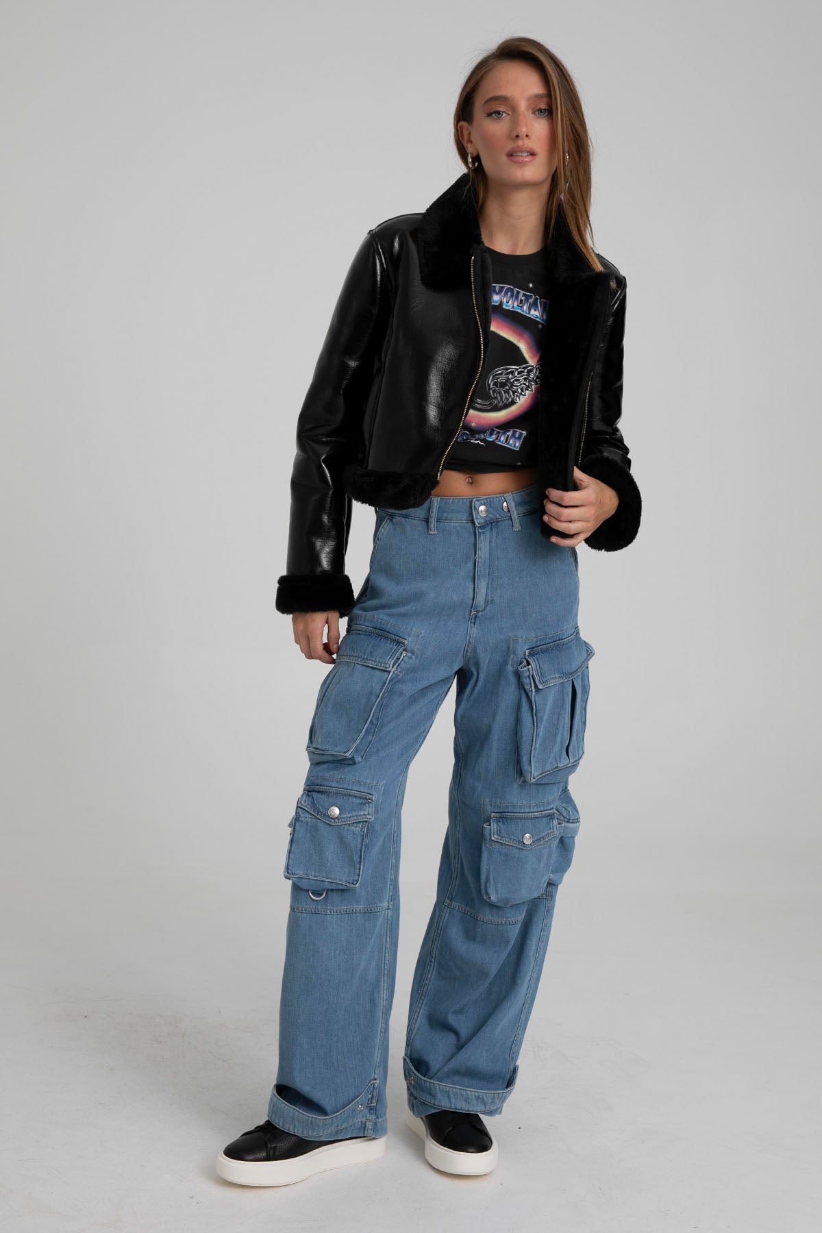 Liu Jo Peluş Detaylı Deri Ceket-Libas Trendy Fashion Store