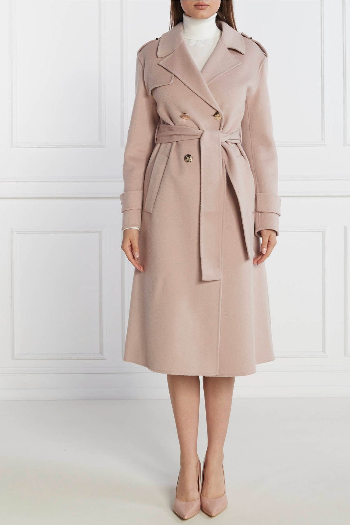 Liu Jo Kruvaze Kuşaklı Yün Manto-Libas Trendy Fashion Store