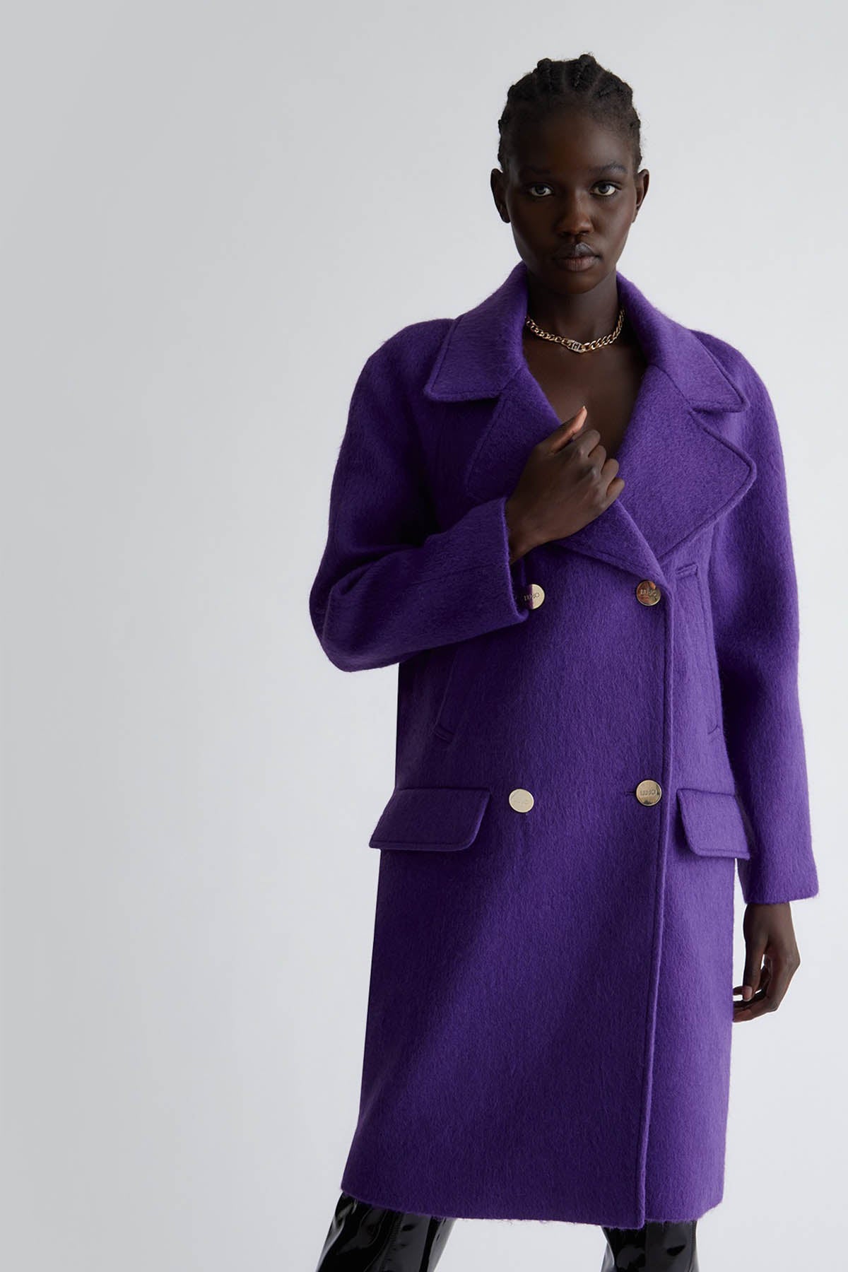 Liu Jo Kruvaze Cep Detaylı Yün Manto-Libas Trendy Fashion Store