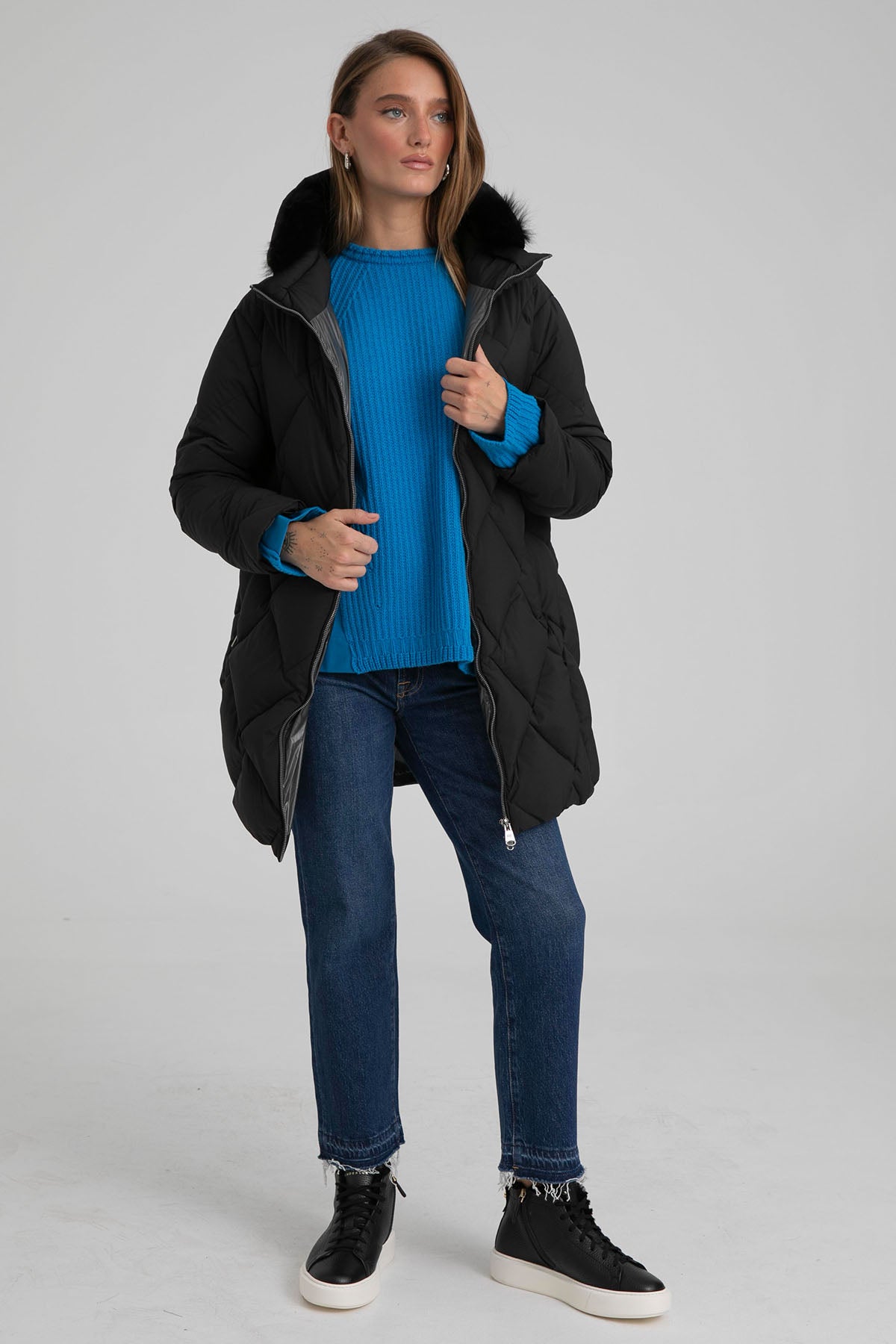 Hetrego Marisole Kürklü Kapüşonlu Puffer Kaban-Libas Trendy Fashion Store